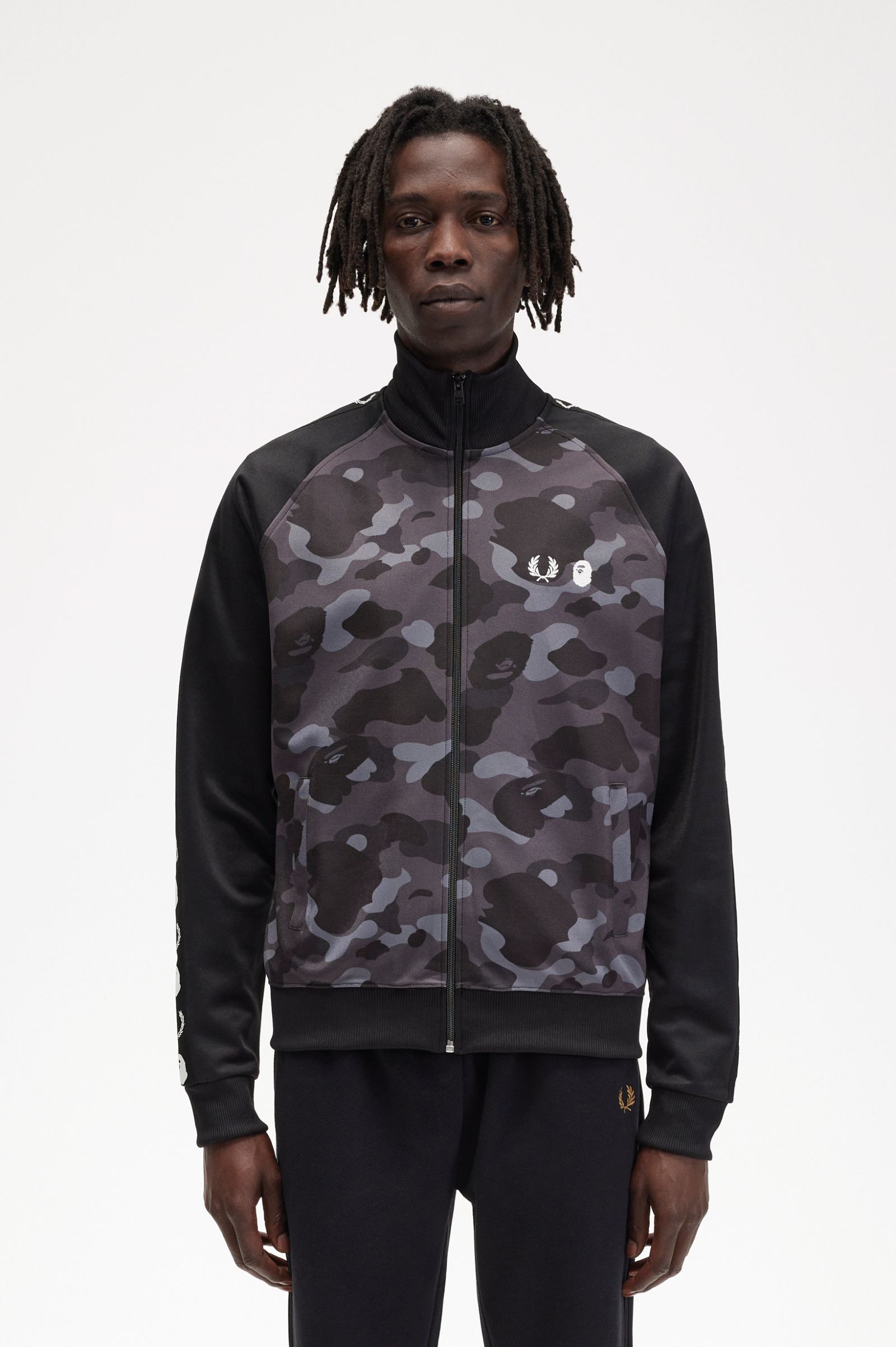 A Bathing Ape®Camouflage Panel Track Jacket Black