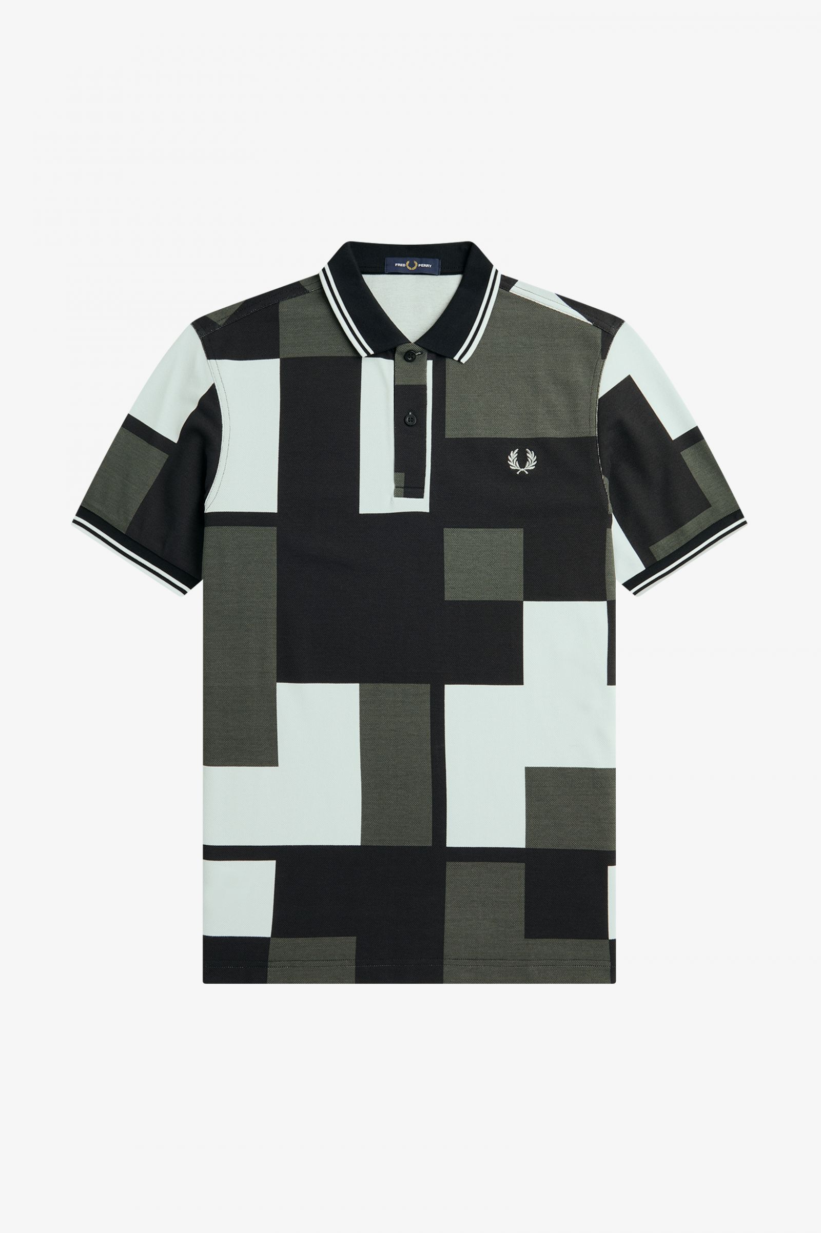 Pixel Print Fred Perry Shirt Light Ice