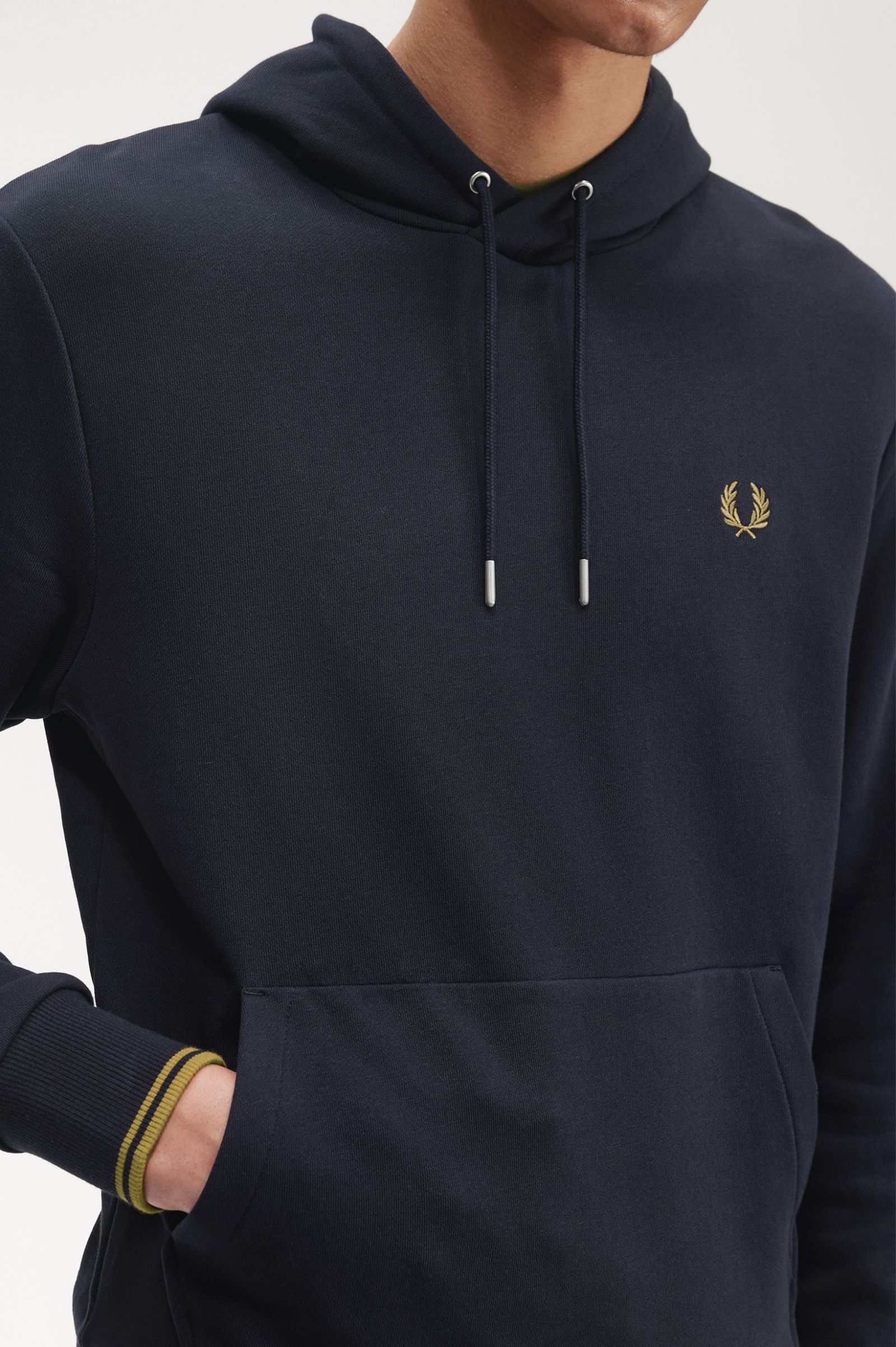 Tipped Hooded Sweatshirt Navy / Dark Caramel