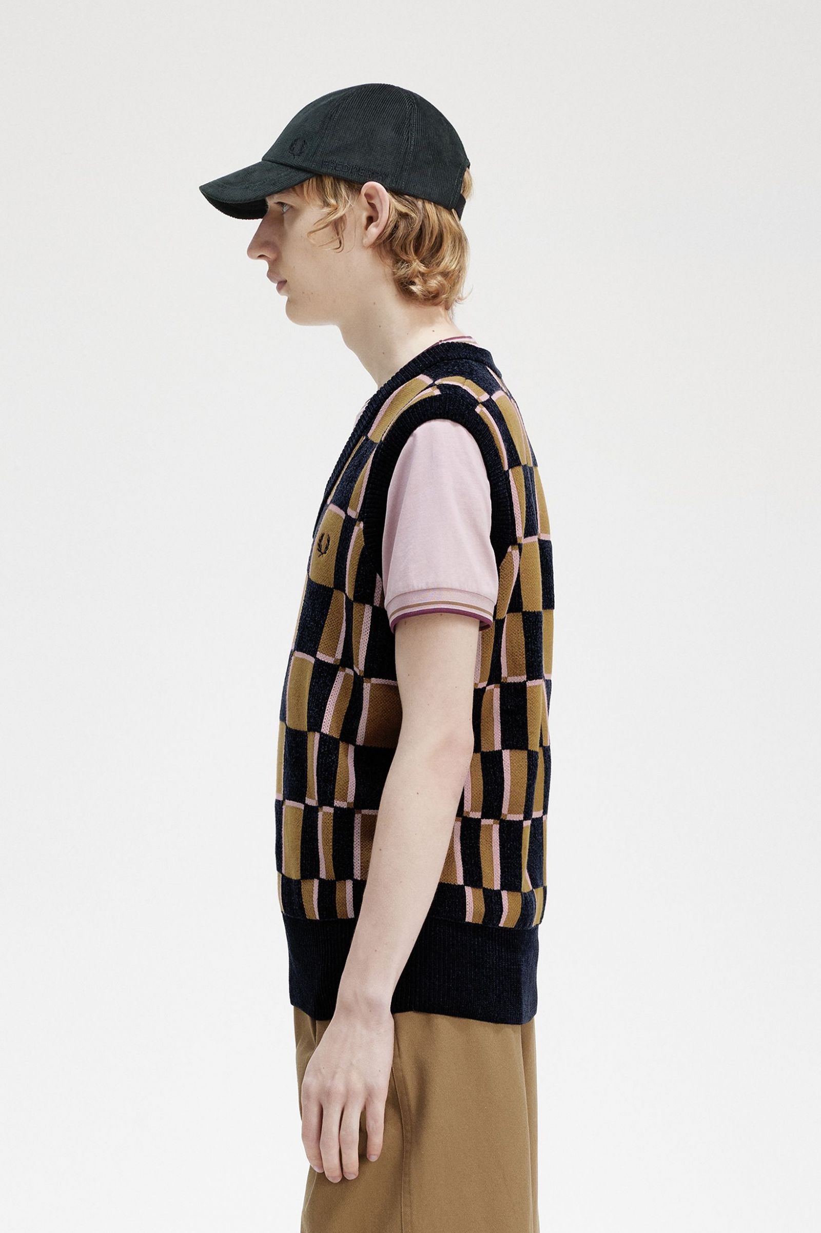 Glitch Chequerboard Tank Shaded Stone / Navy