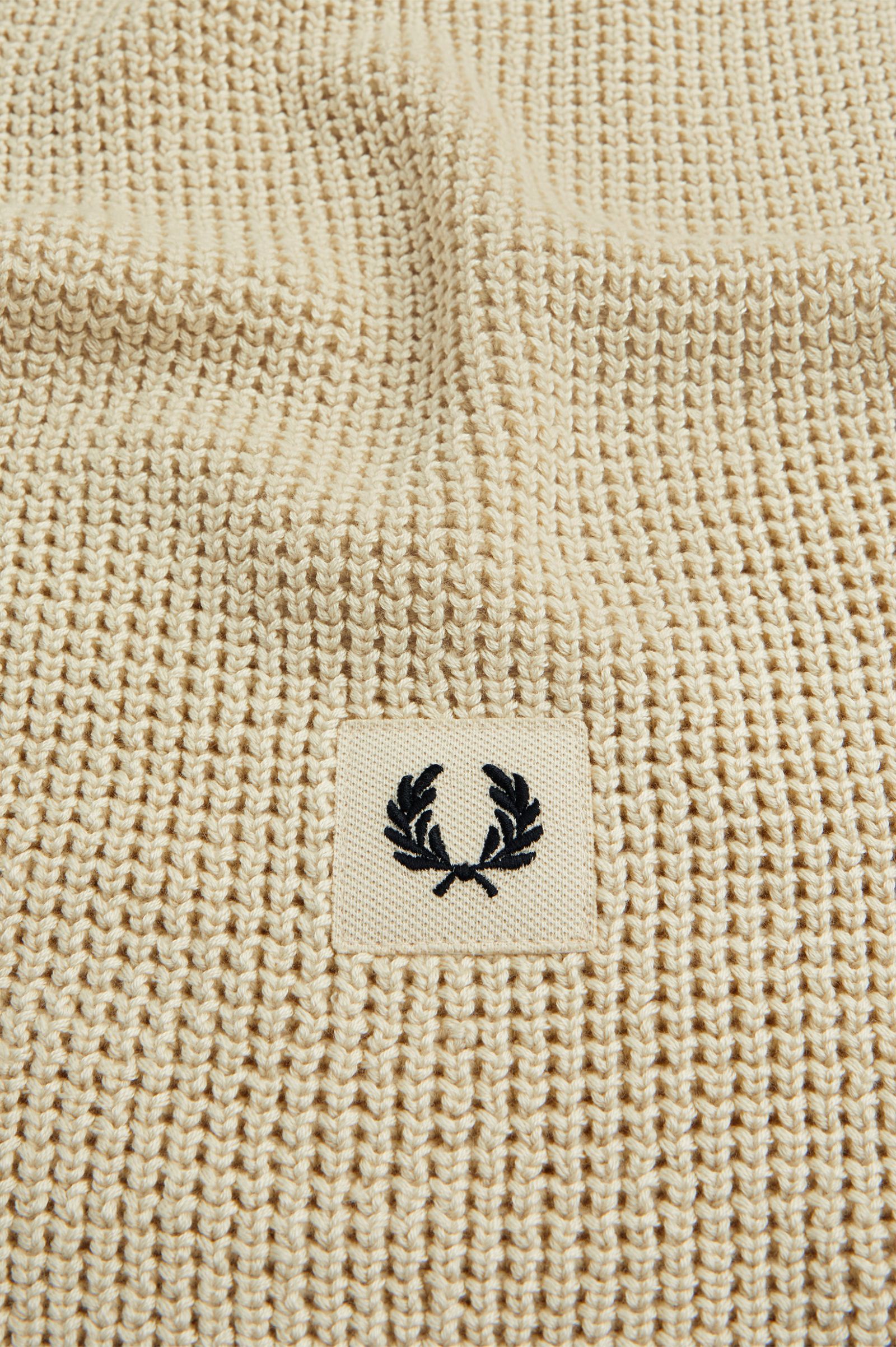 Waffle Knit Ribbed Scarf Oatmeal / Black