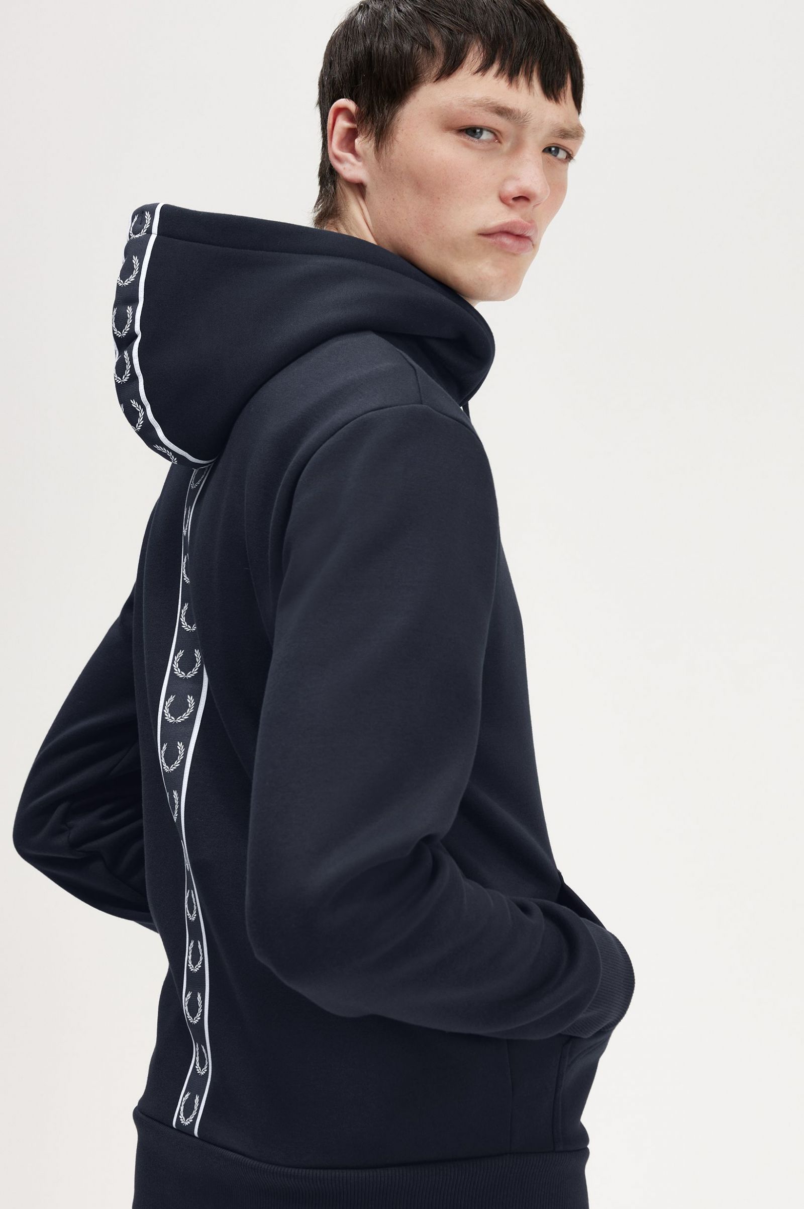 Tape Detail Hooded Sweatshirt Black