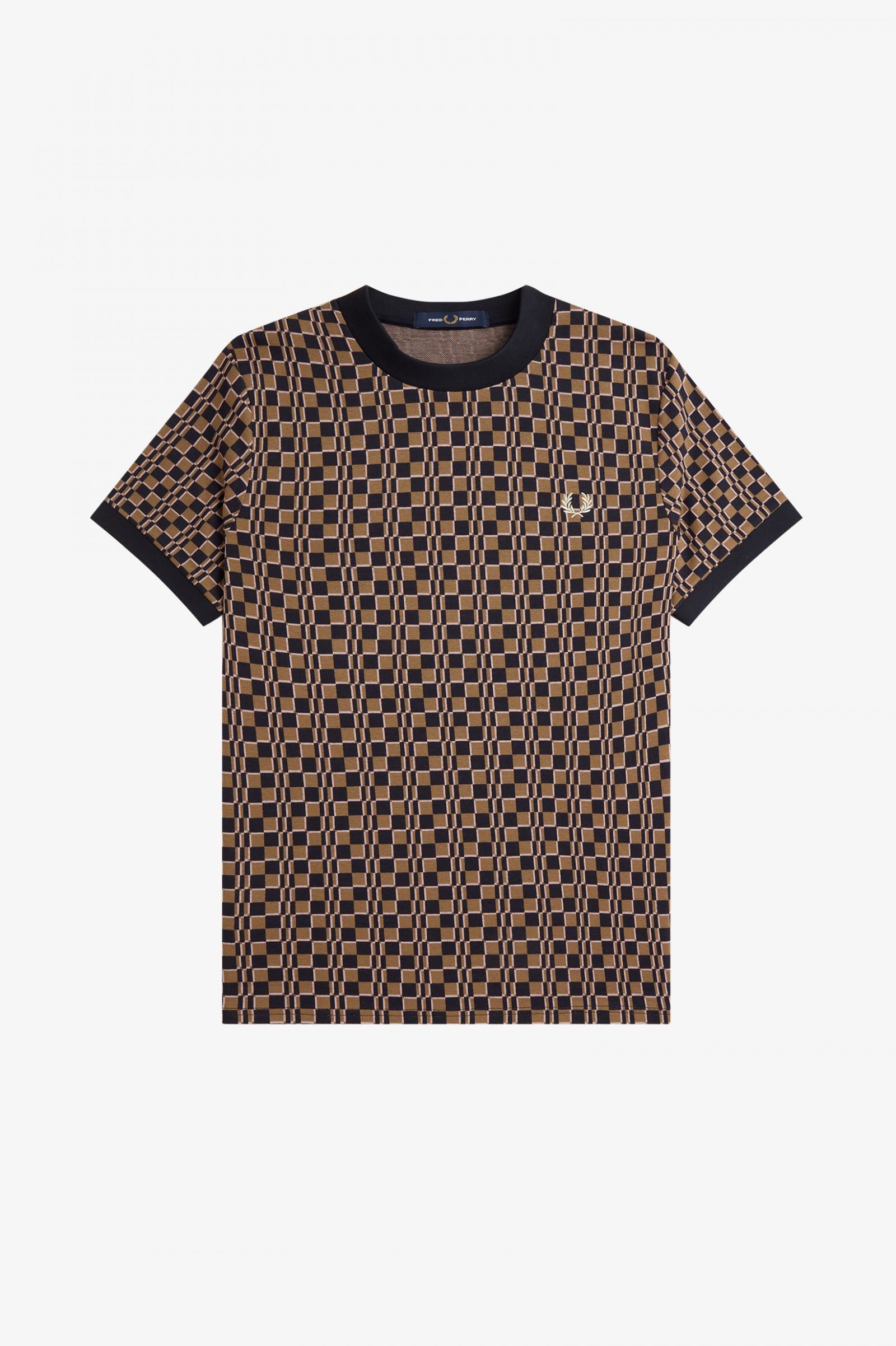 Glitch Chequerboard T-Shirt Shaded Stone / Navy