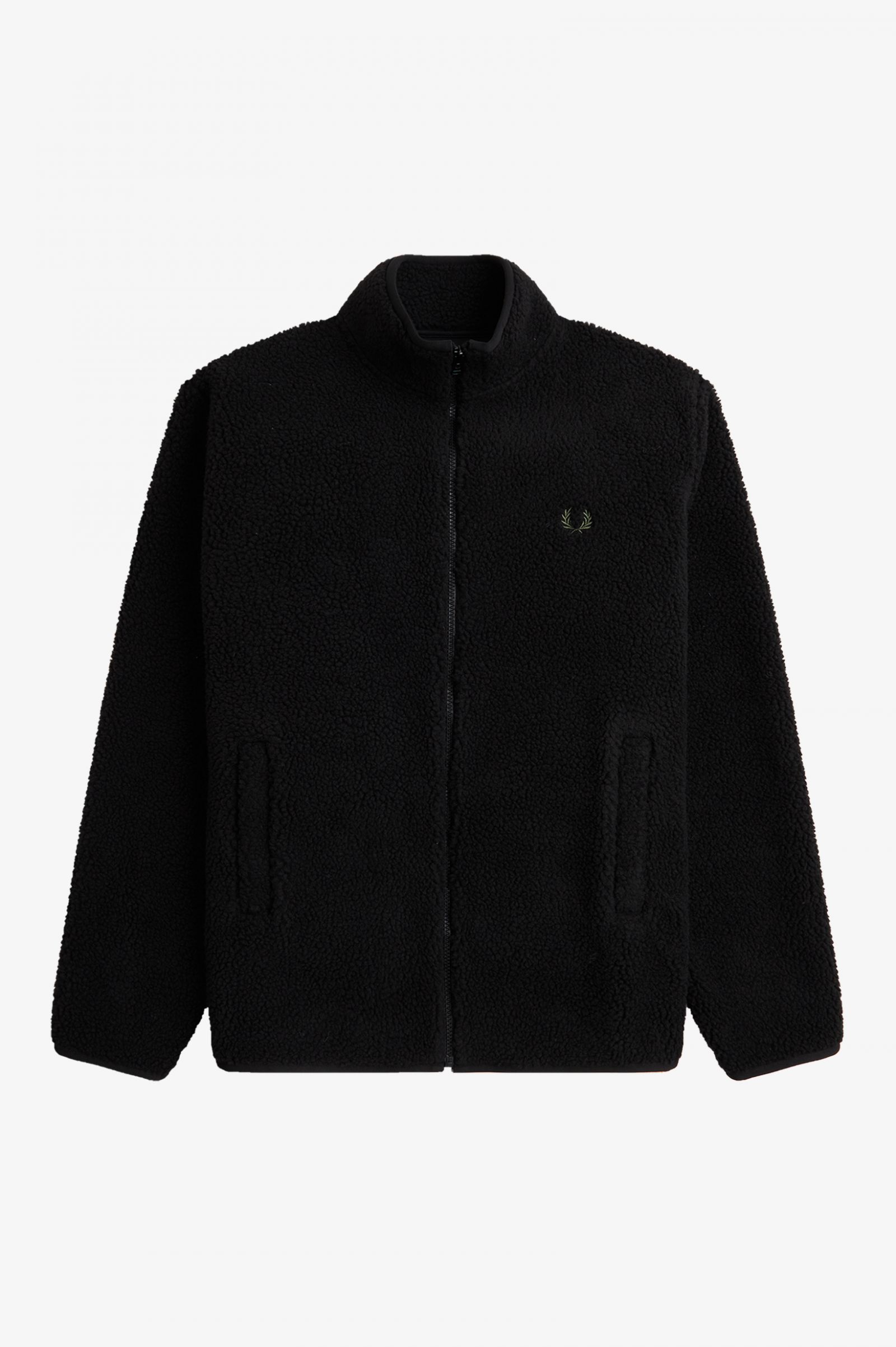 Zip Through Borg Fleece Black