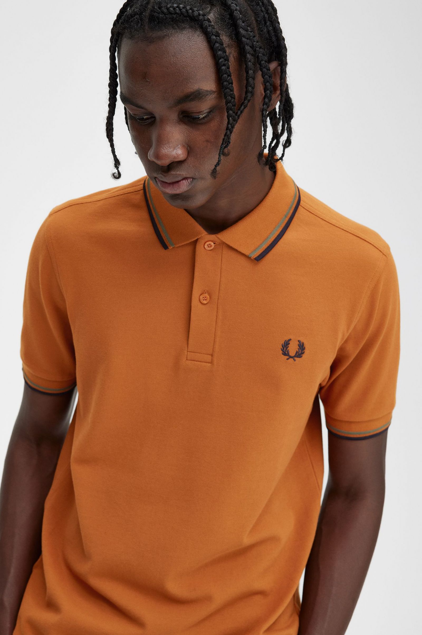 The Fred Perry ShirtM3600 Nut Flake / Field Green / Navy