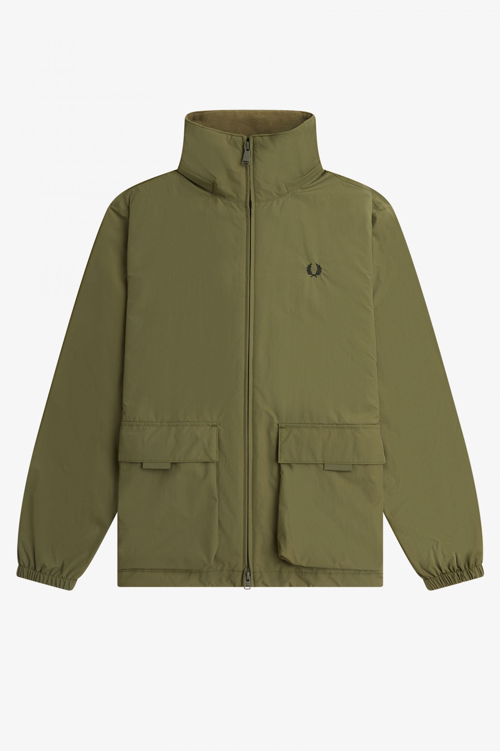Patch Pocket Zip Through Jacket Uniform Green
