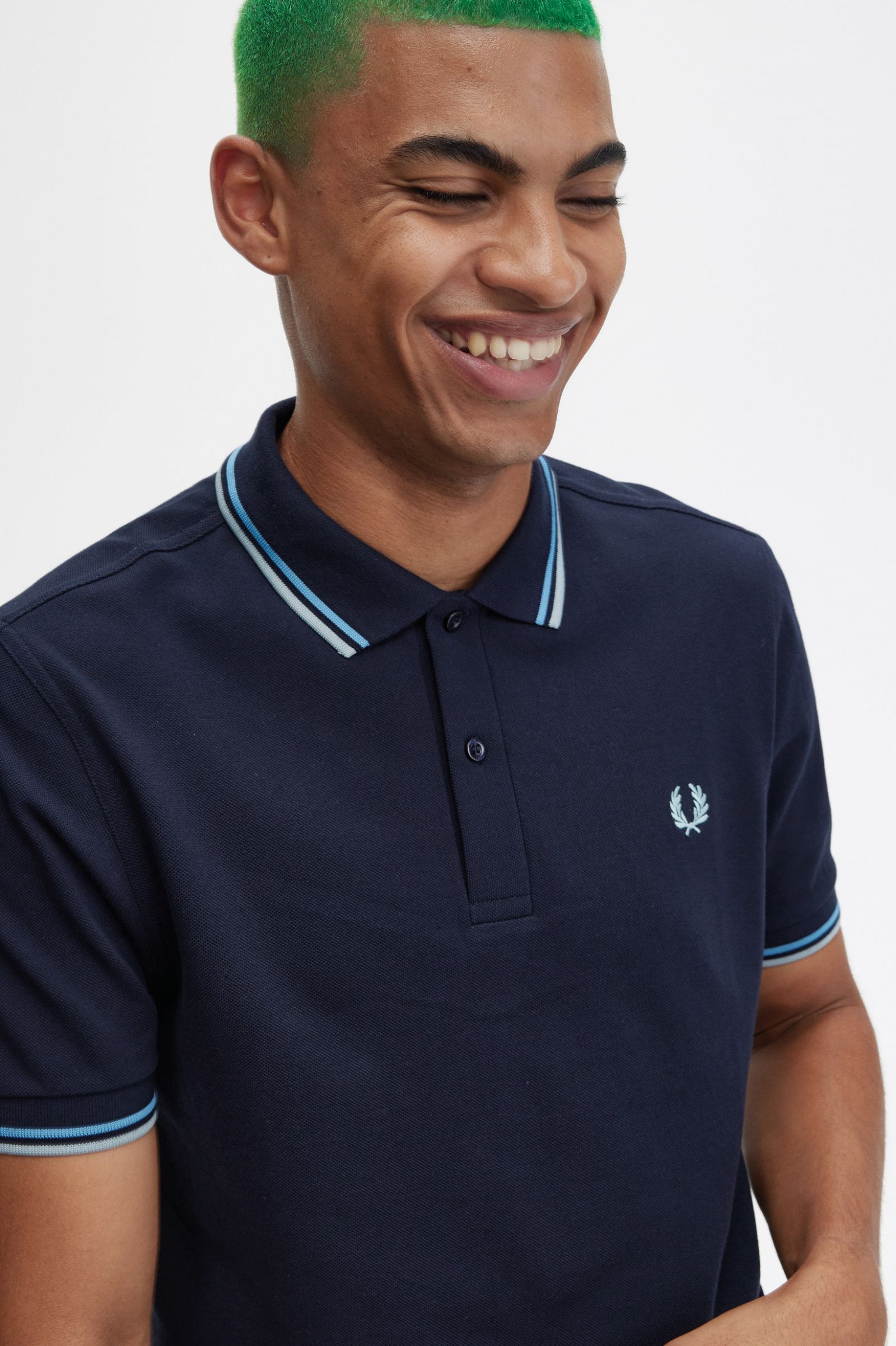 The Fred Perry ShirtM3600 Navy / Soft Blue / Silver Blue