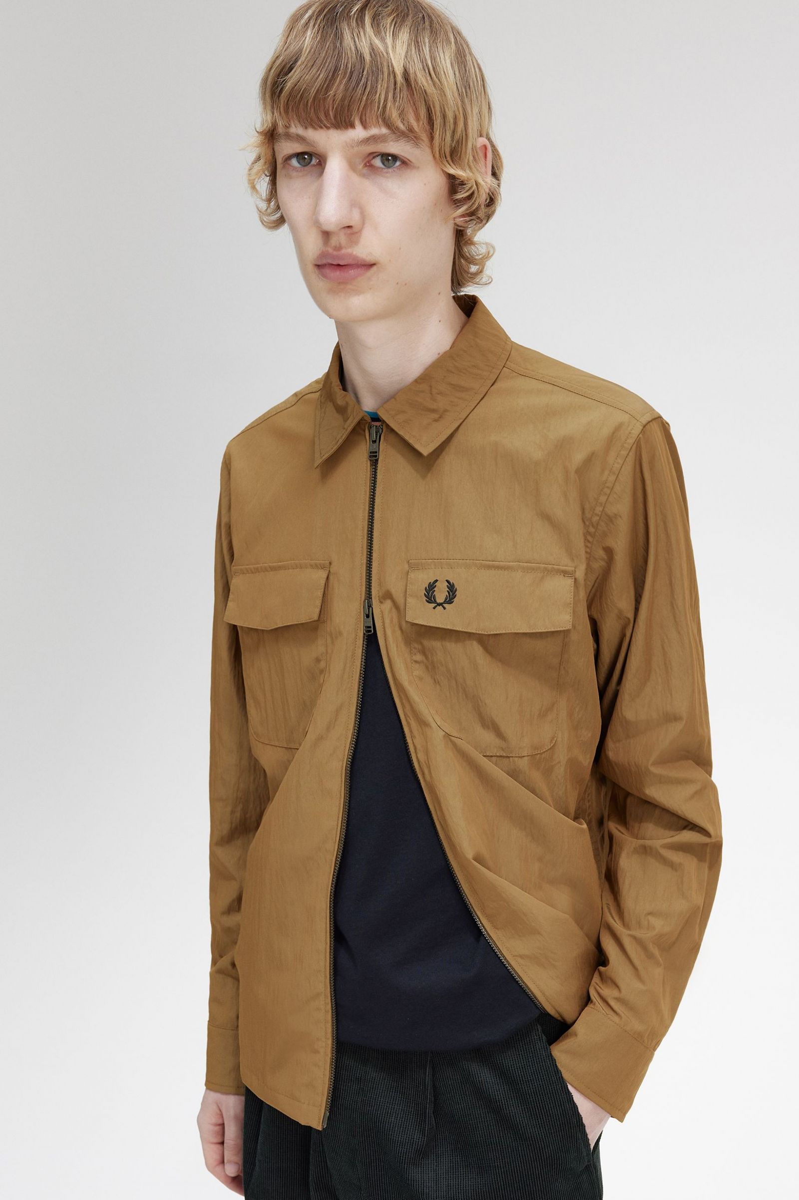 Lightweight Zip-Through Overshirt Shaded Stone