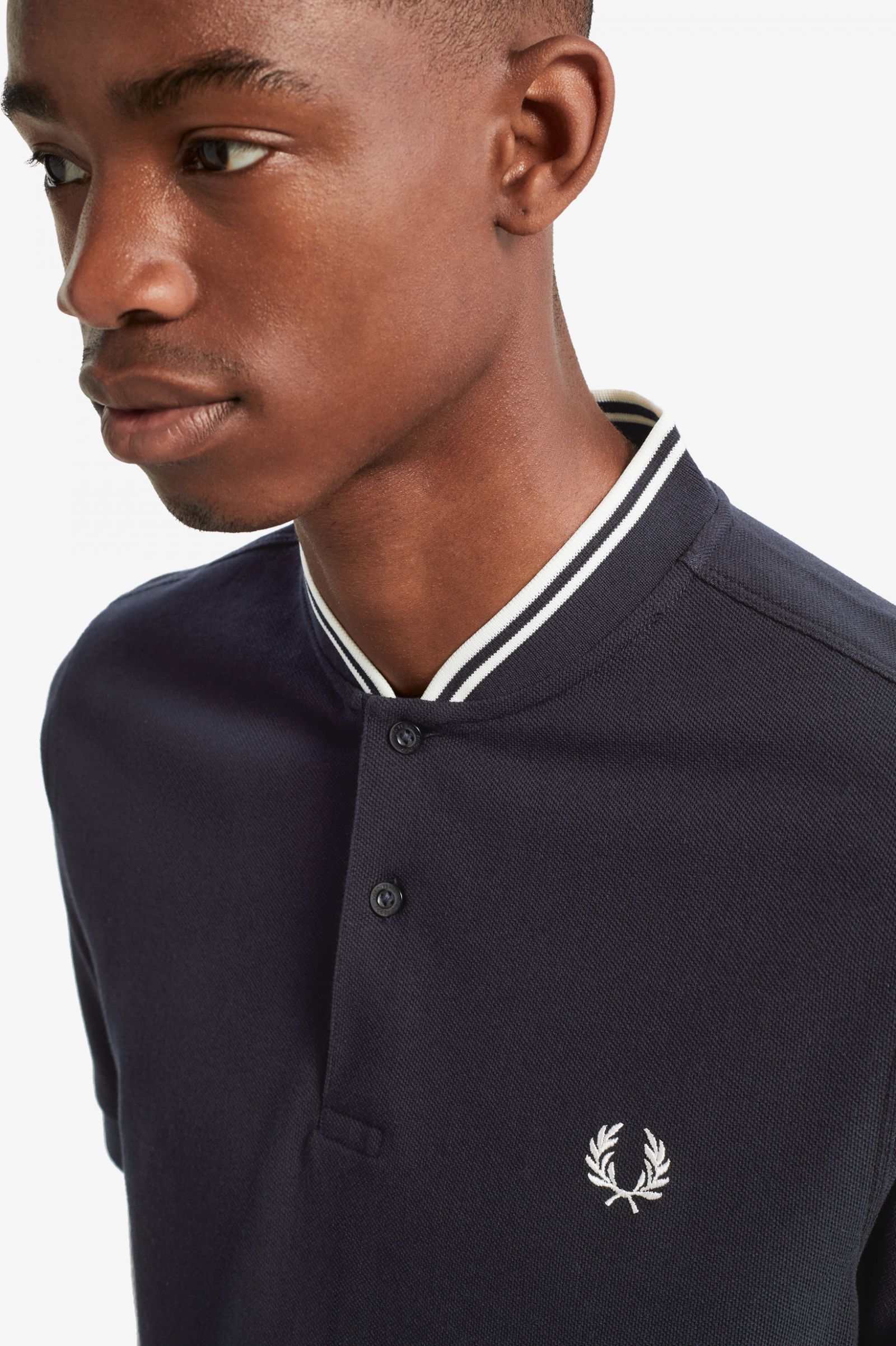 Bomber Collar Polo Shirt Navy