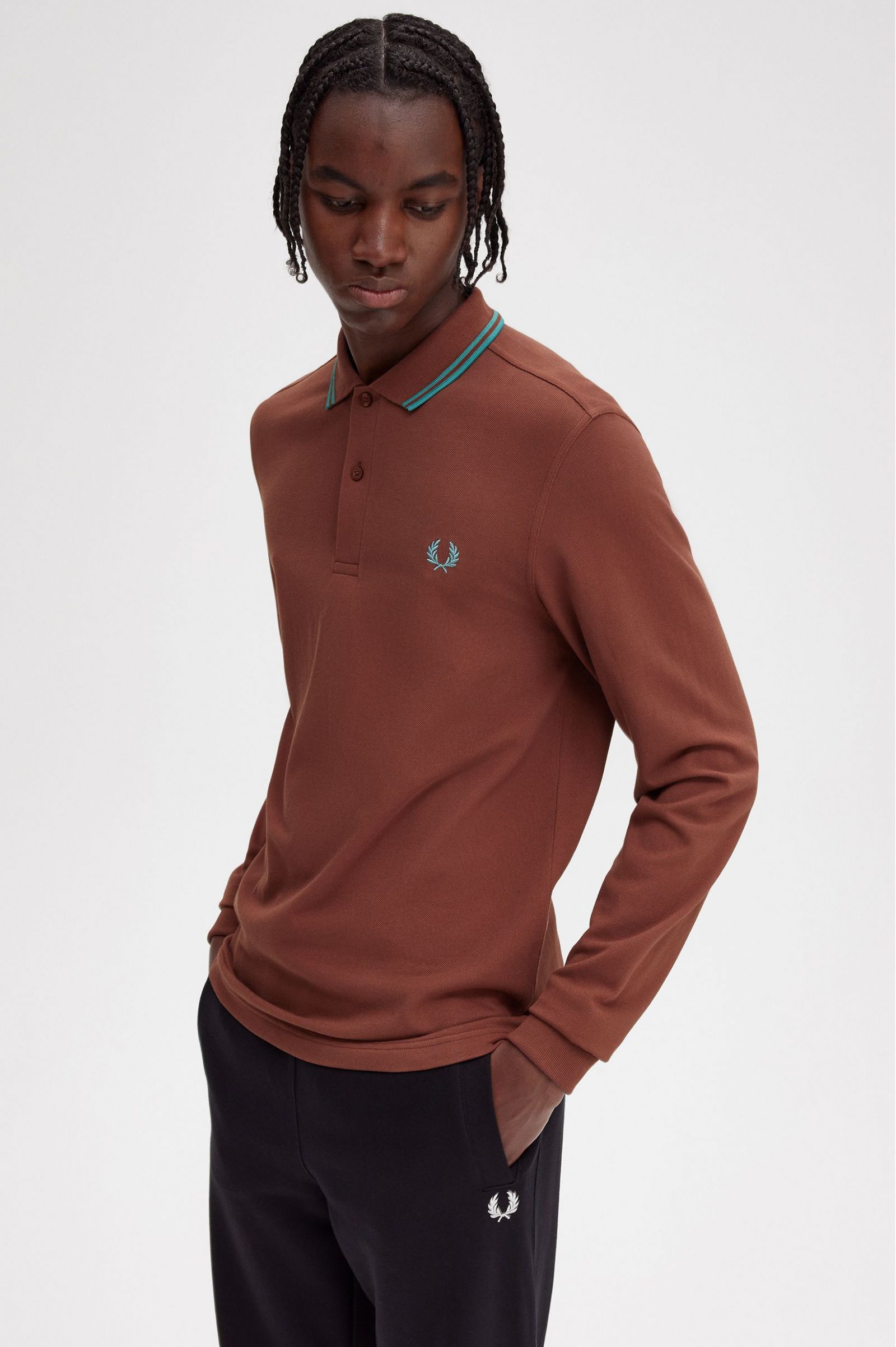 The Fred Perry ShirtM3636 Whisky Brown / Deep Mint / Deep Mint