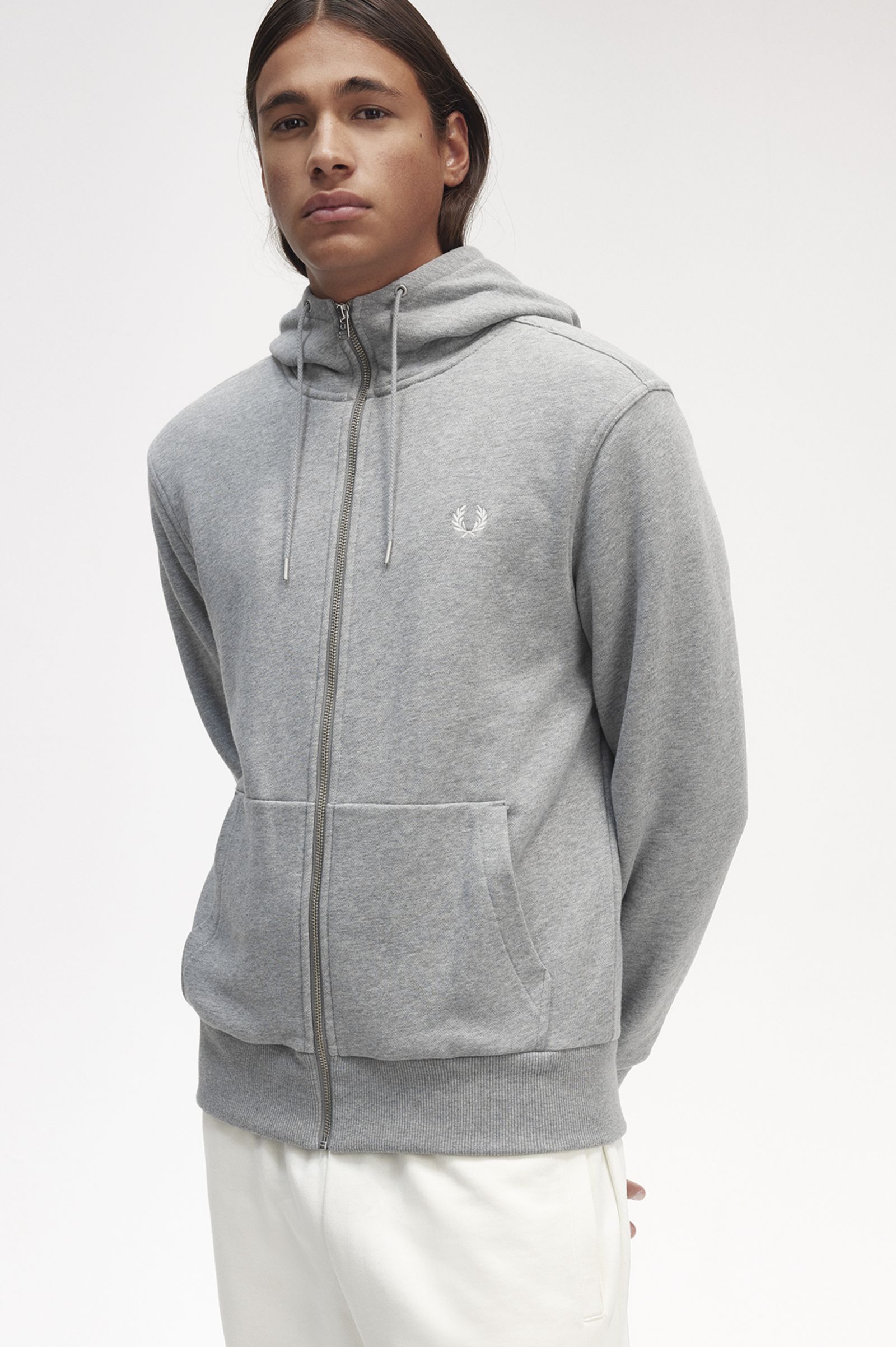 Hooded Zip Through Sweatshirt Steel Marl