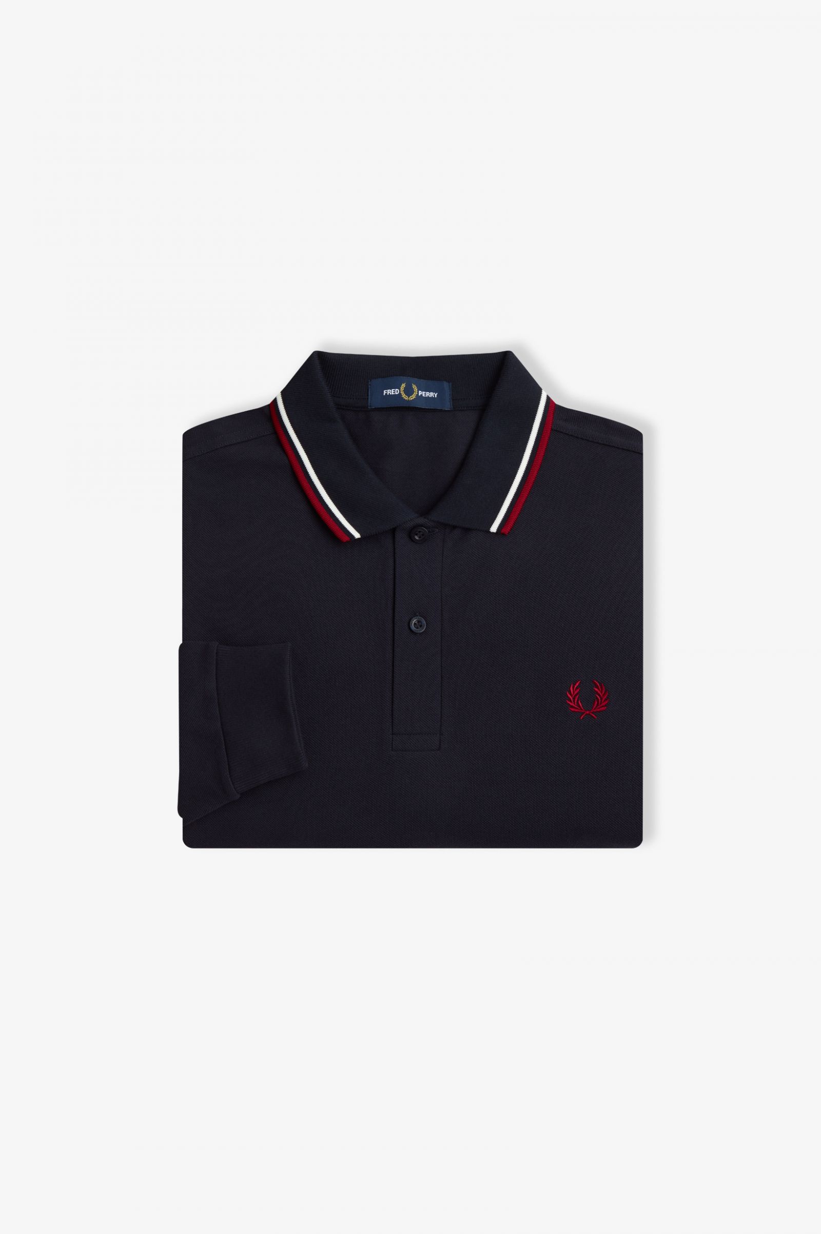 The Fred Perry ShirtM3636 Navy / Snow White / Burnt Red