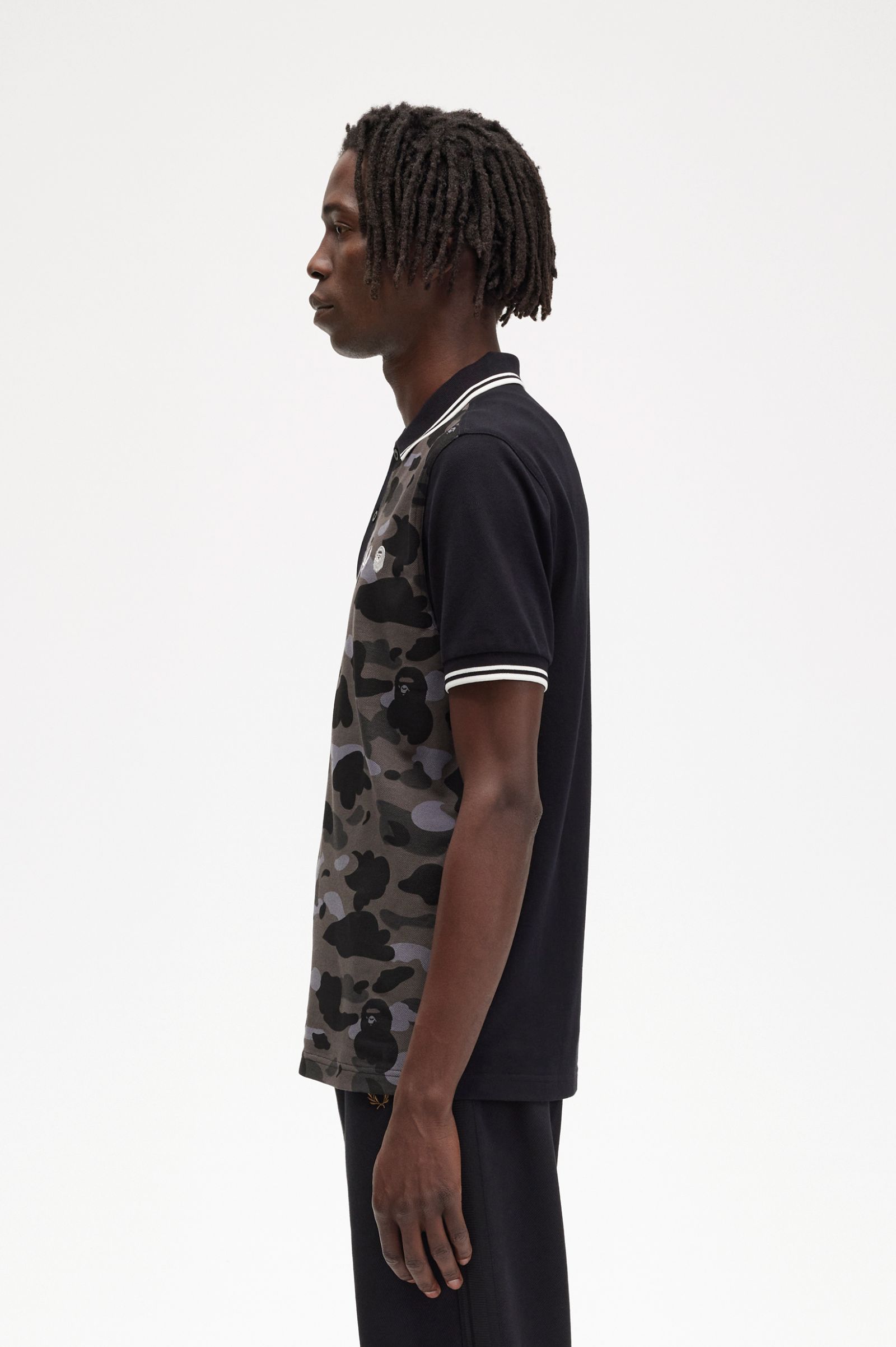 A Bathing Ape®Camouflage Fred Perry Shirt Black