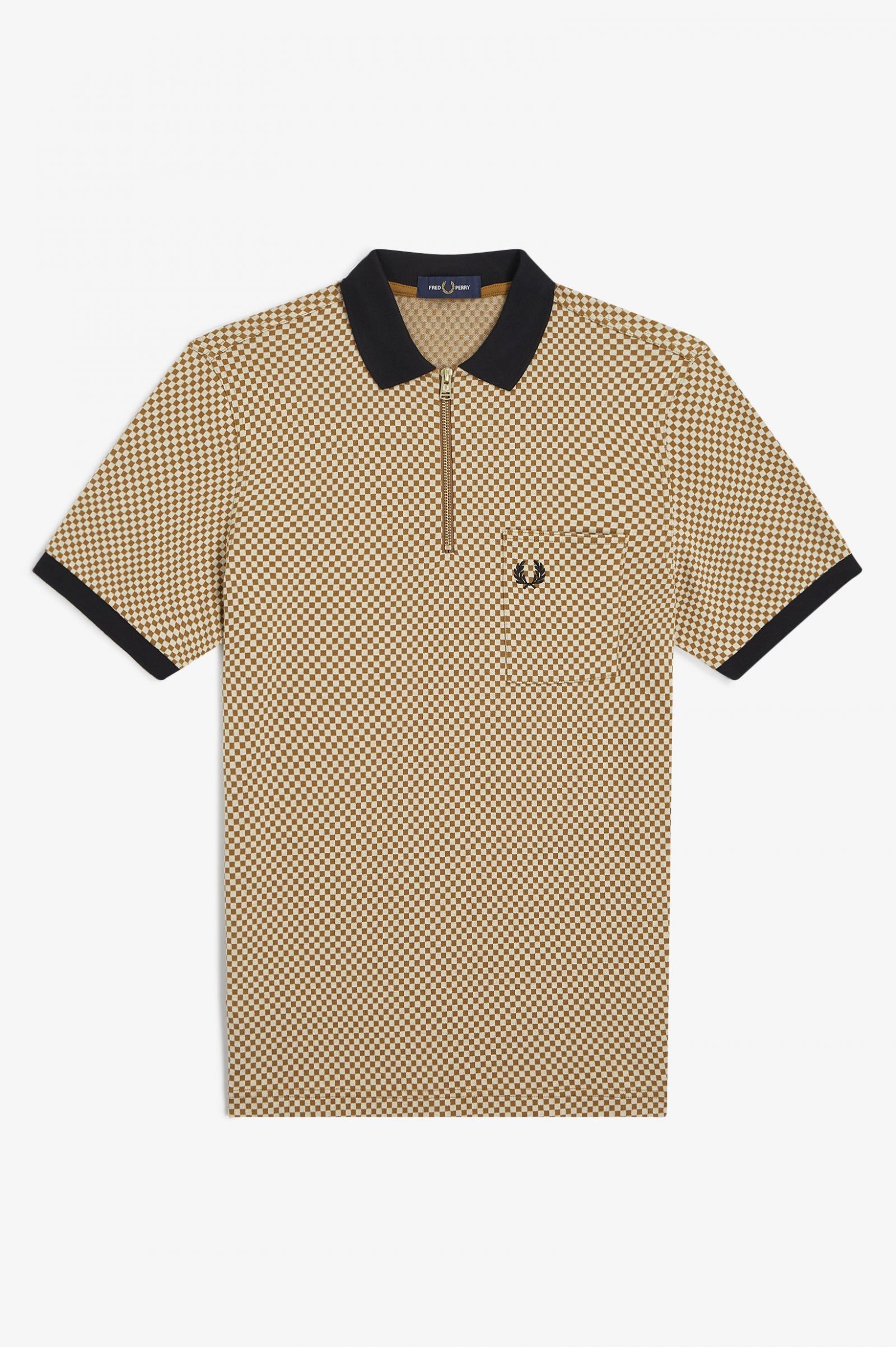 Micro Chequerboard Polo Shirt Field Green
