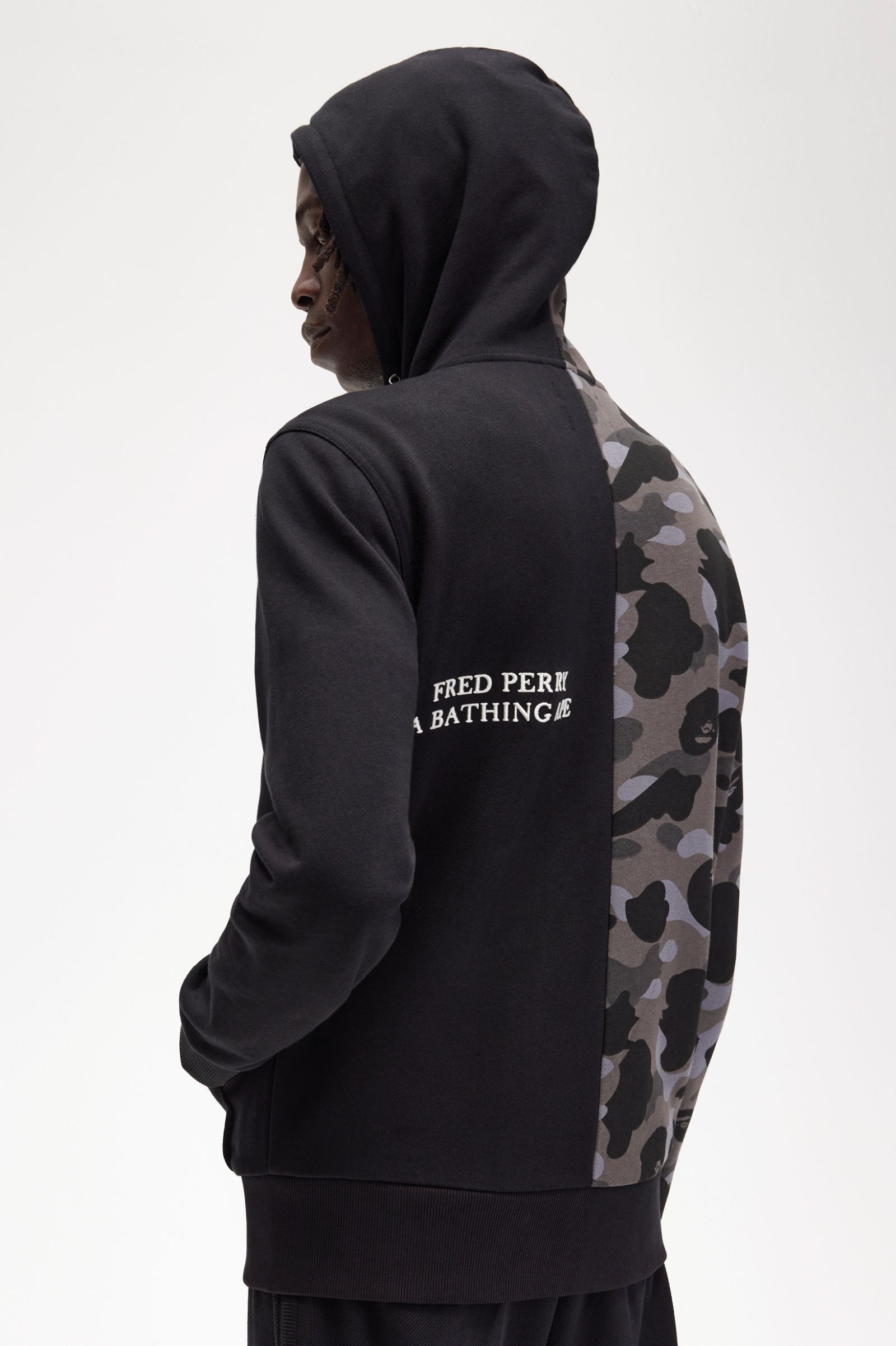 A Bathing Ape®Contrast Zipped Hooded Sweatshirt Black