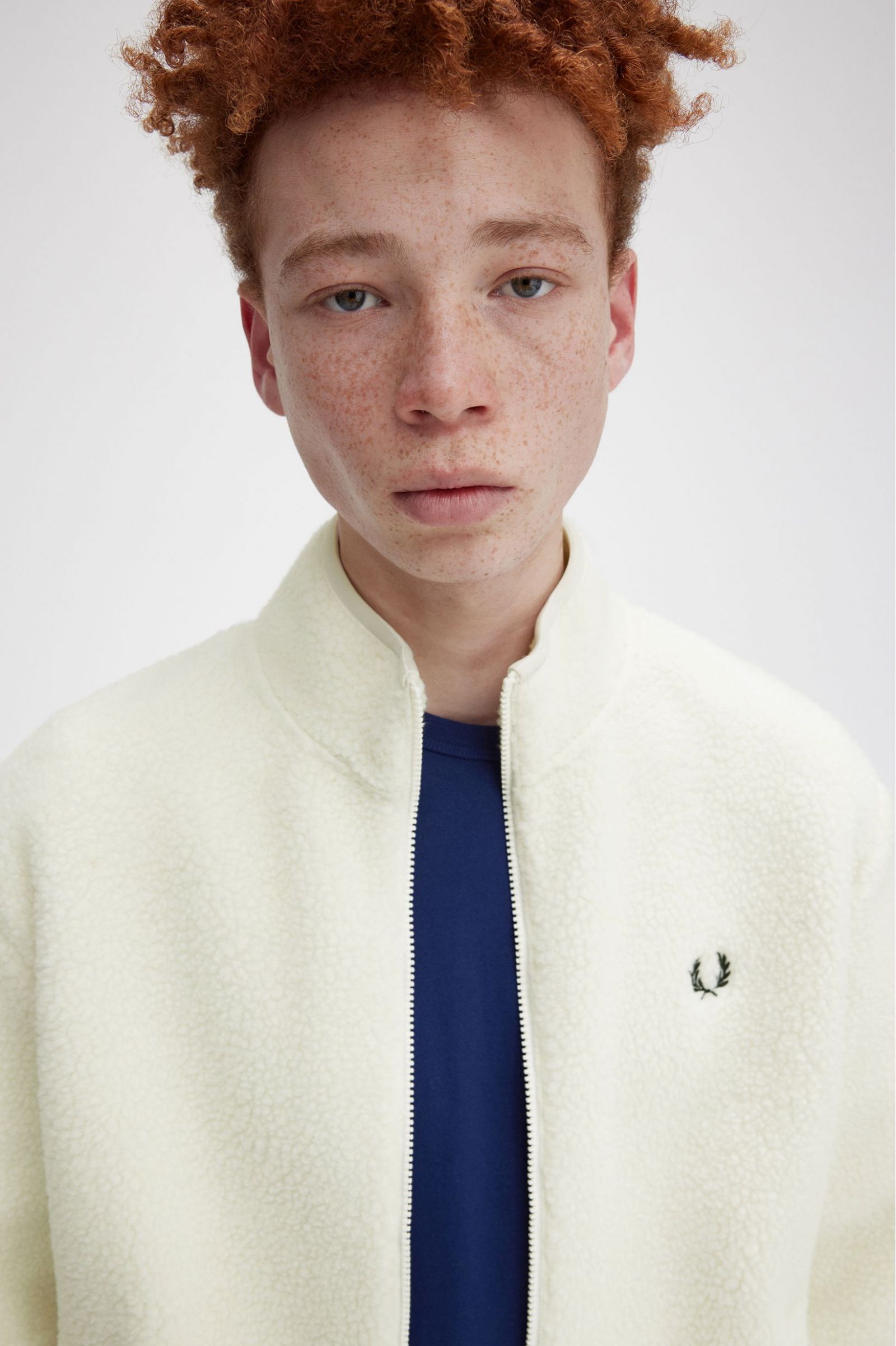 Zip Through Borg Fleece Ecru