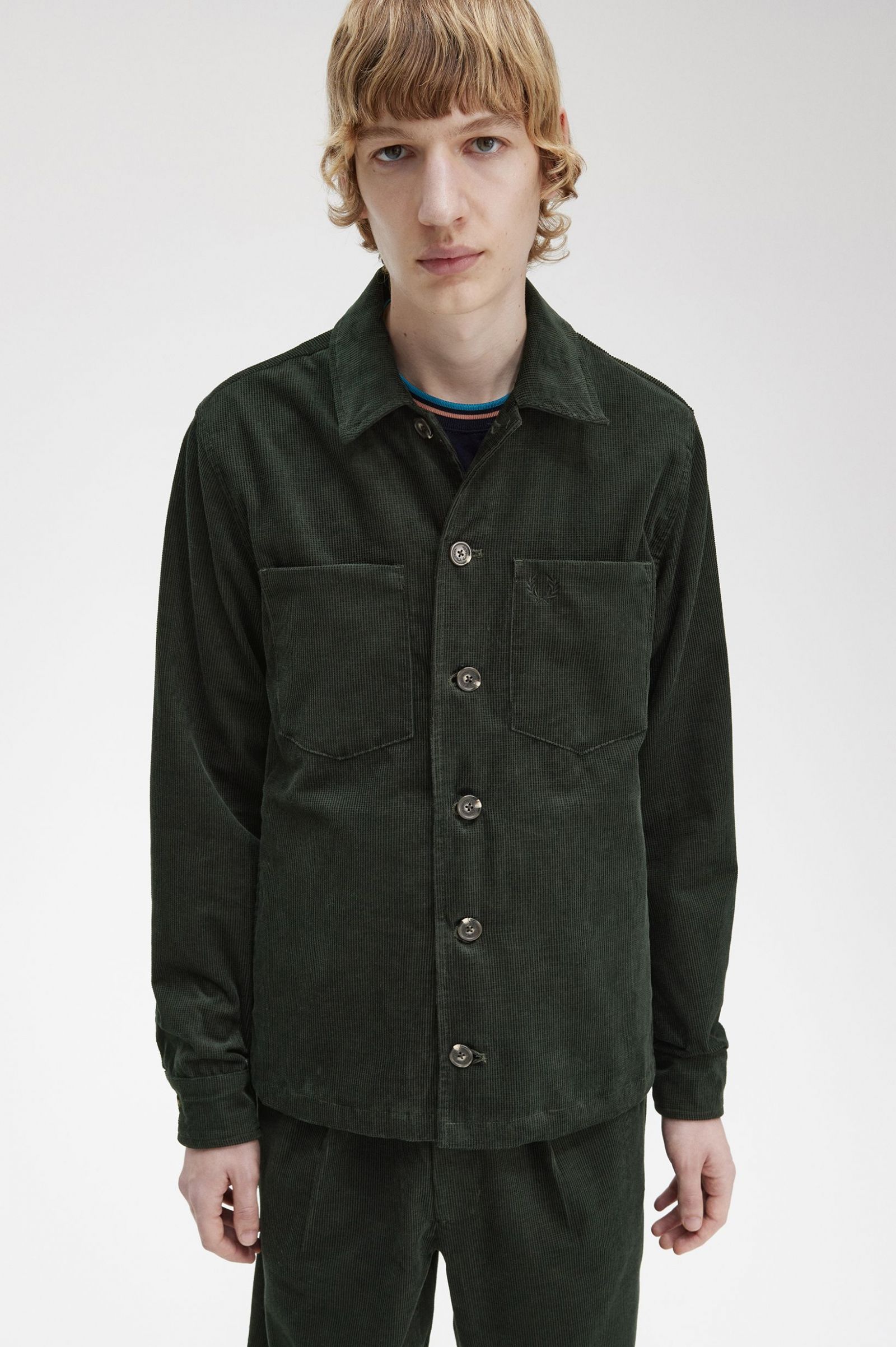 Waffle Cord Overshirt Night Green