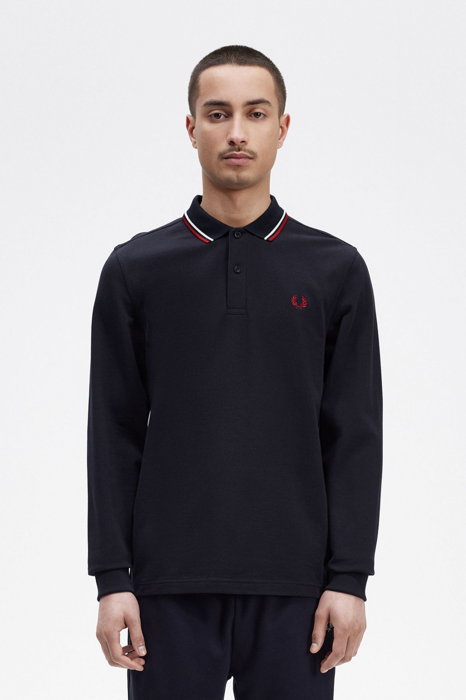 The Fred Perry ShirtM3636 Navy / Snow White / Burnt Red