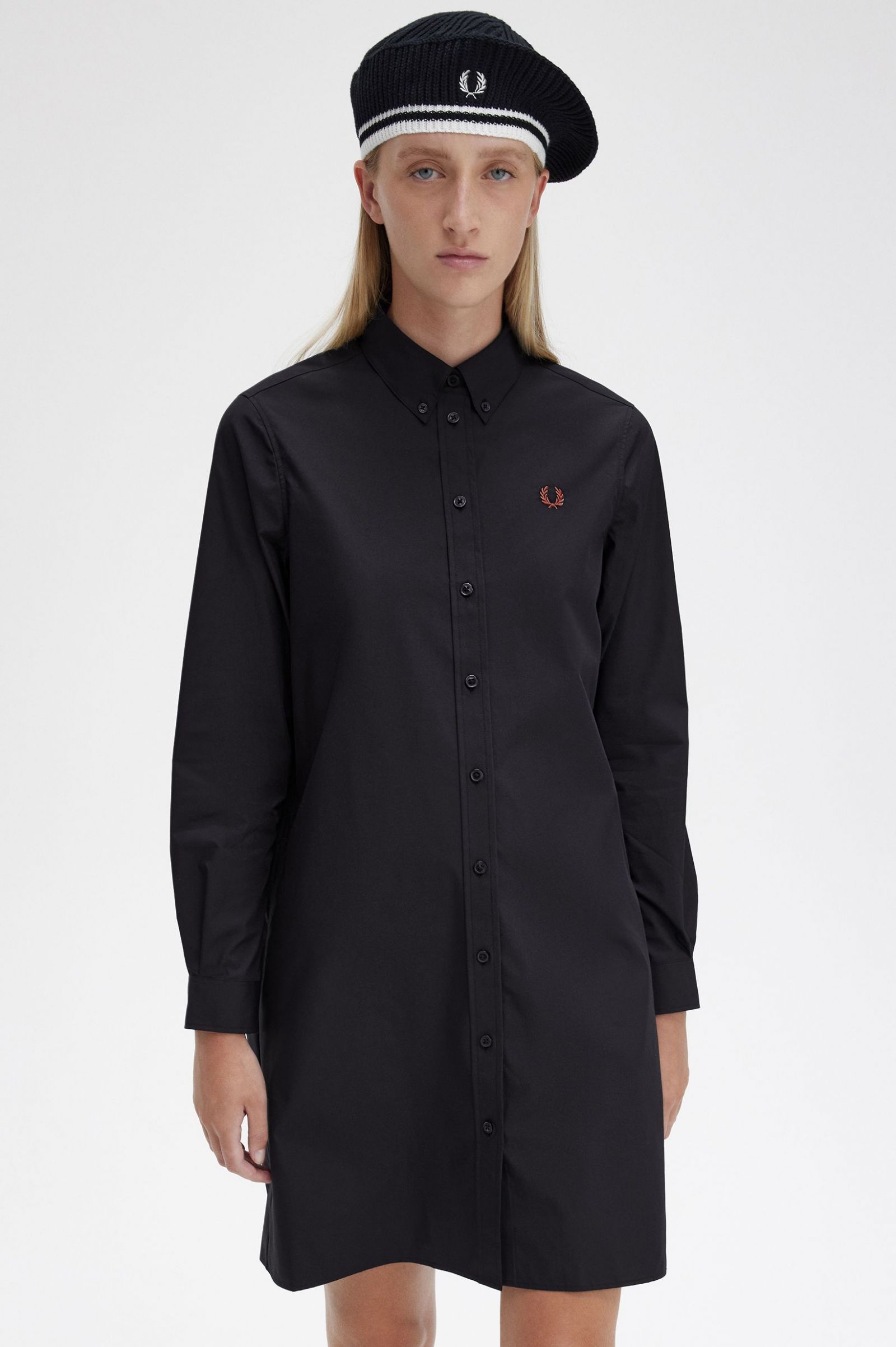 Button-Through Shirt Dress Black