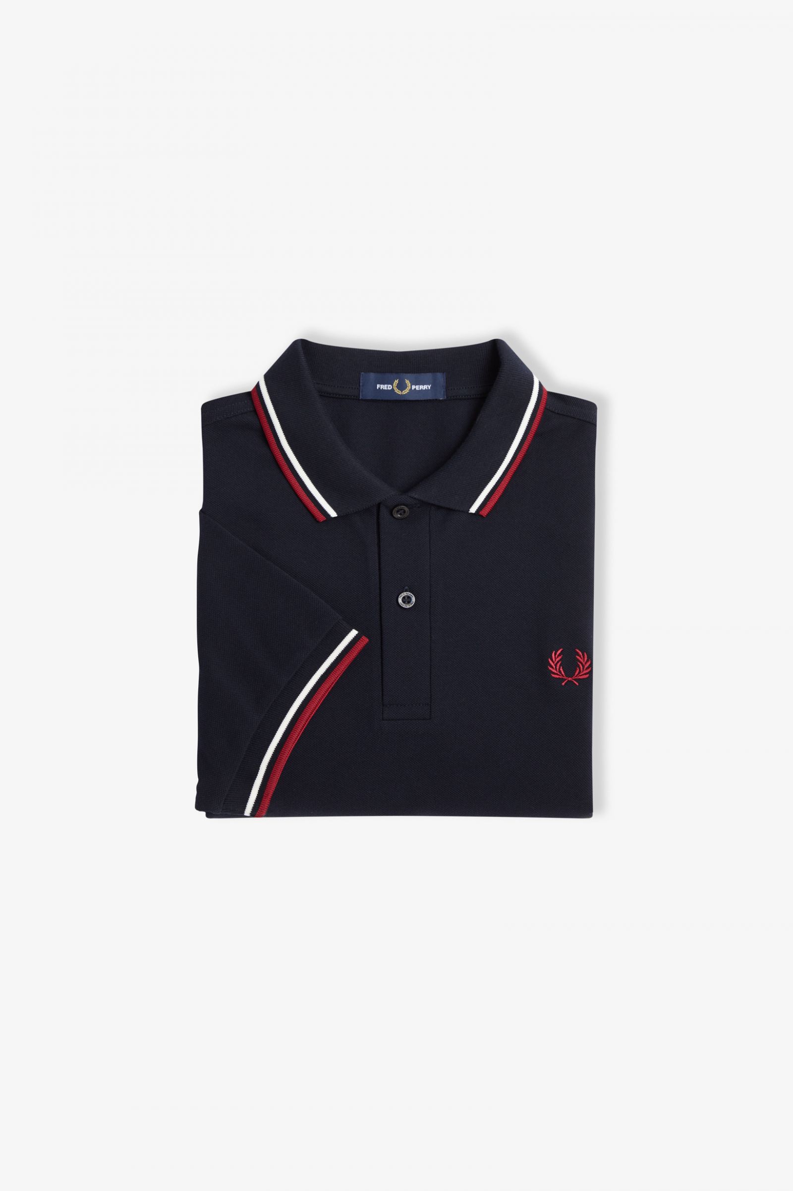 The Fred Perry ShirtM3600 Navy / Snow White / Burnt Red