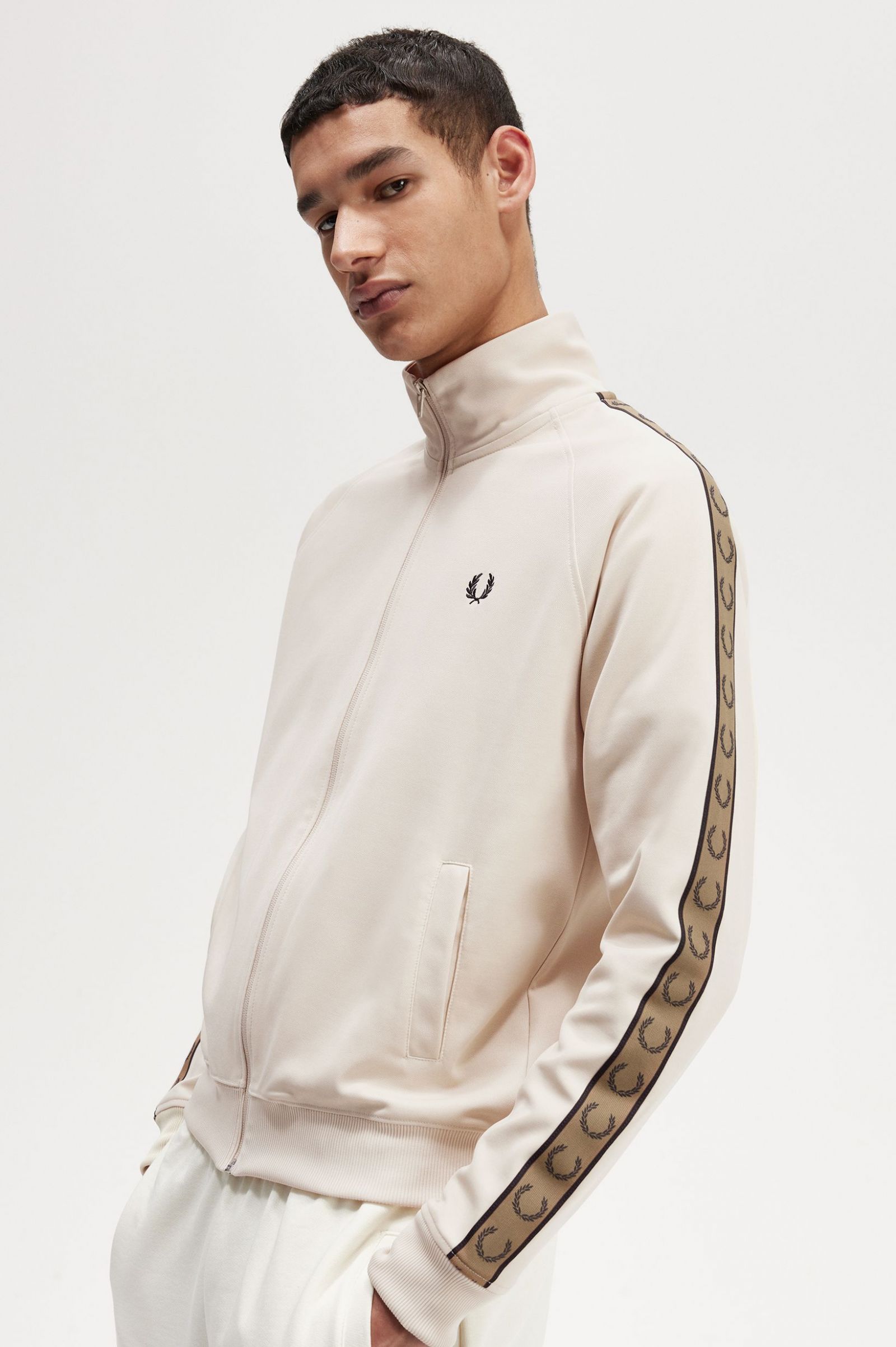 Contrast Tape Track Jacket Oatmeal / Shaded Stone