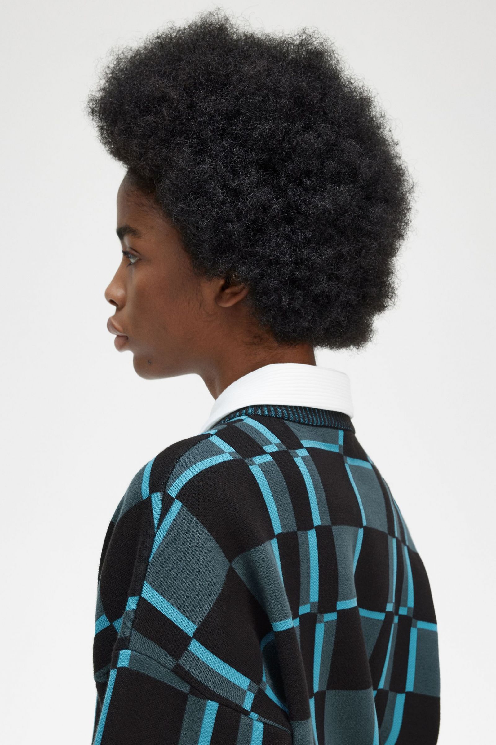 Chequerboard Jumper Cyber Blue