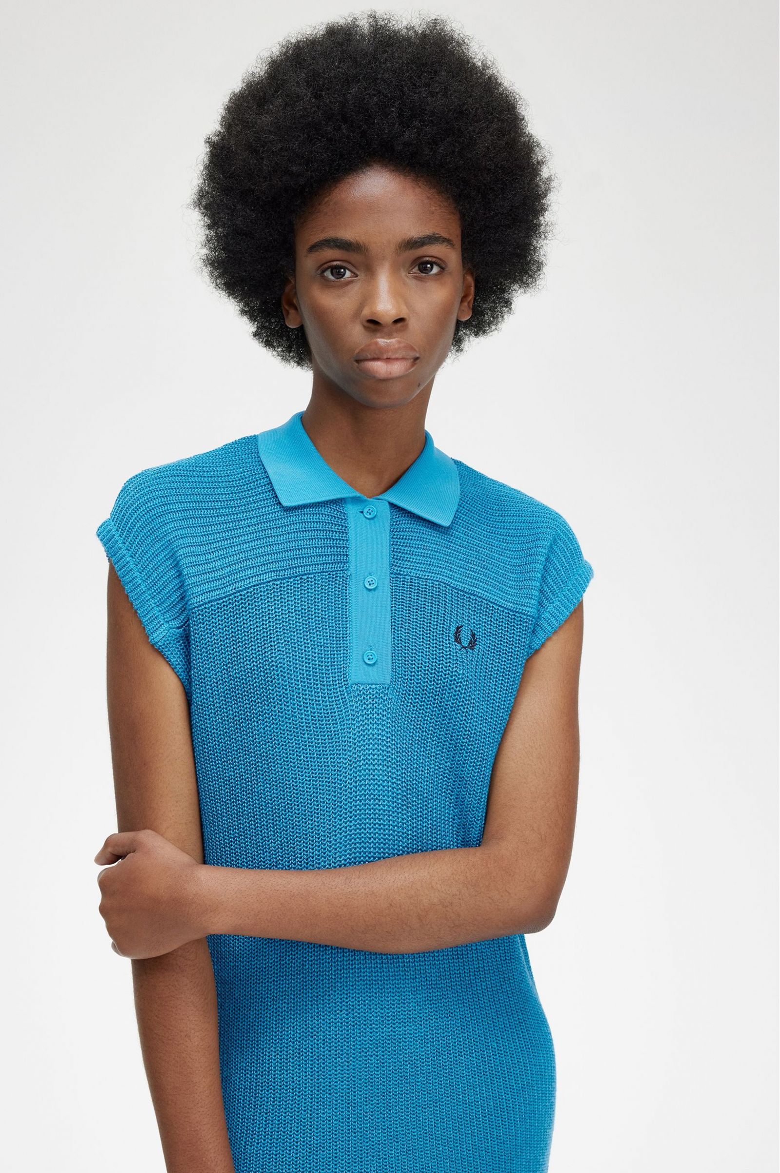 Knitted Shirt Dress Cyber Blue