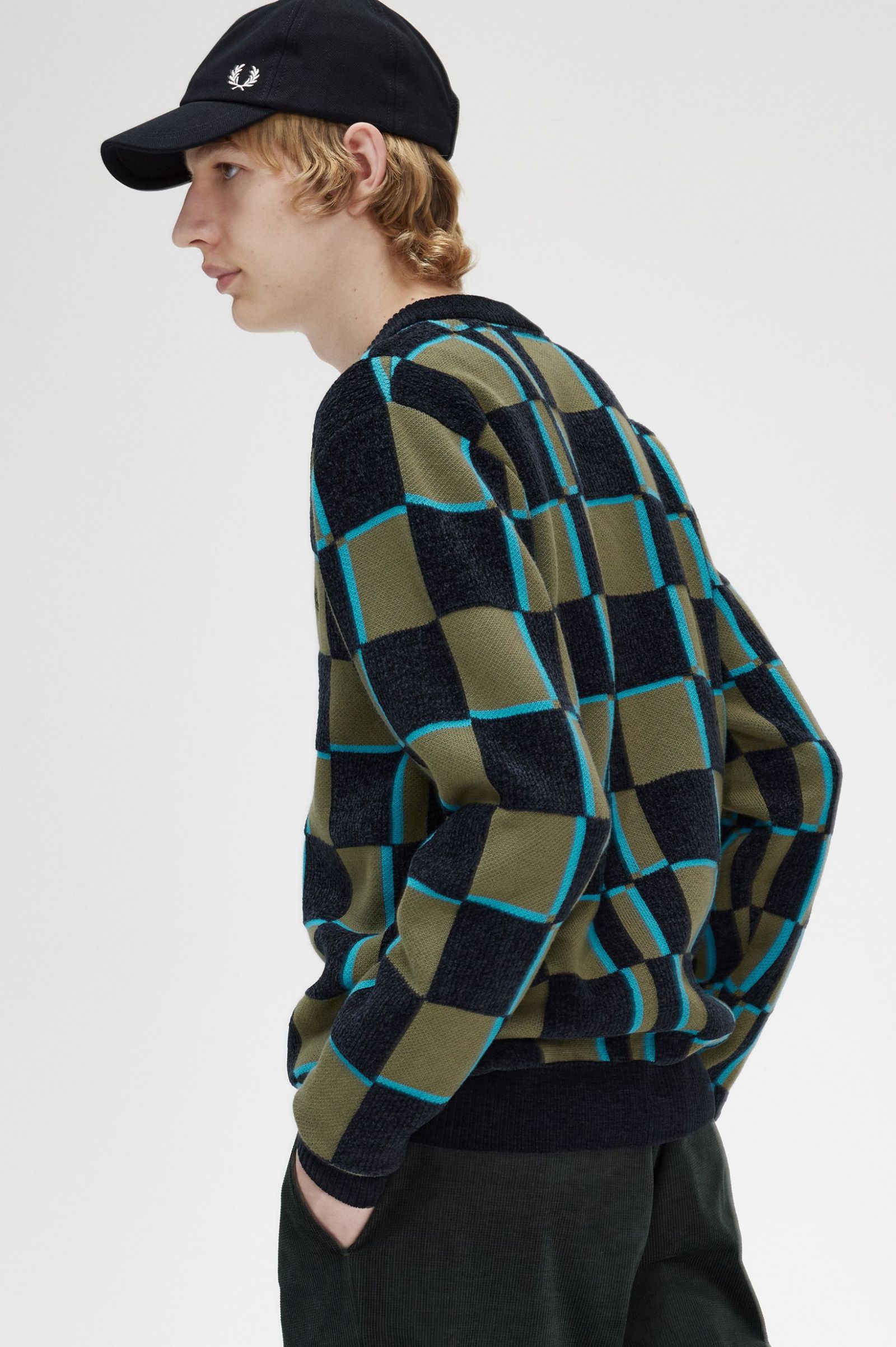 Glitch Chequerboard Cardigan Uniform Green / Black