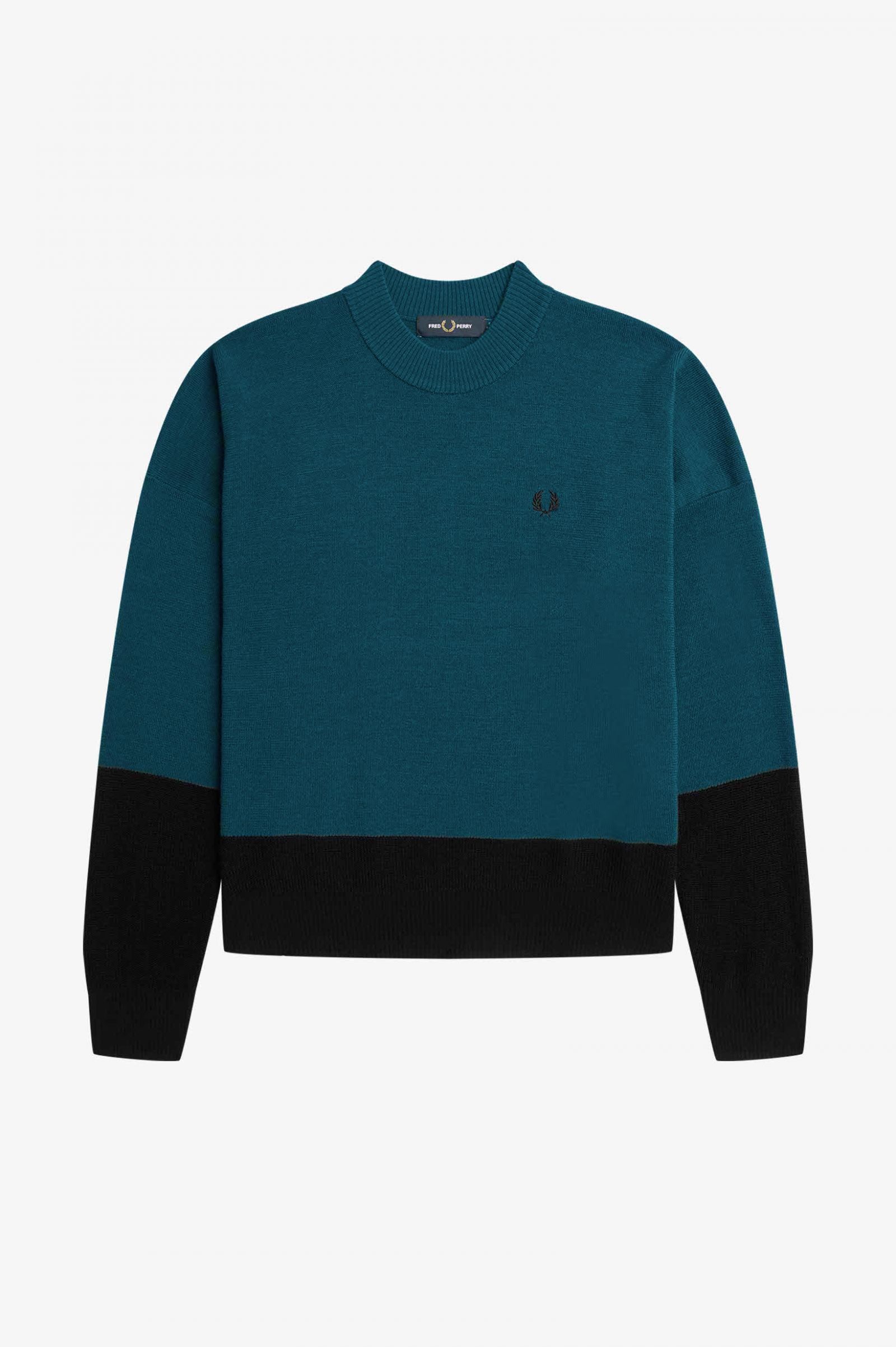 Colour Block Jumper Petrol Blue