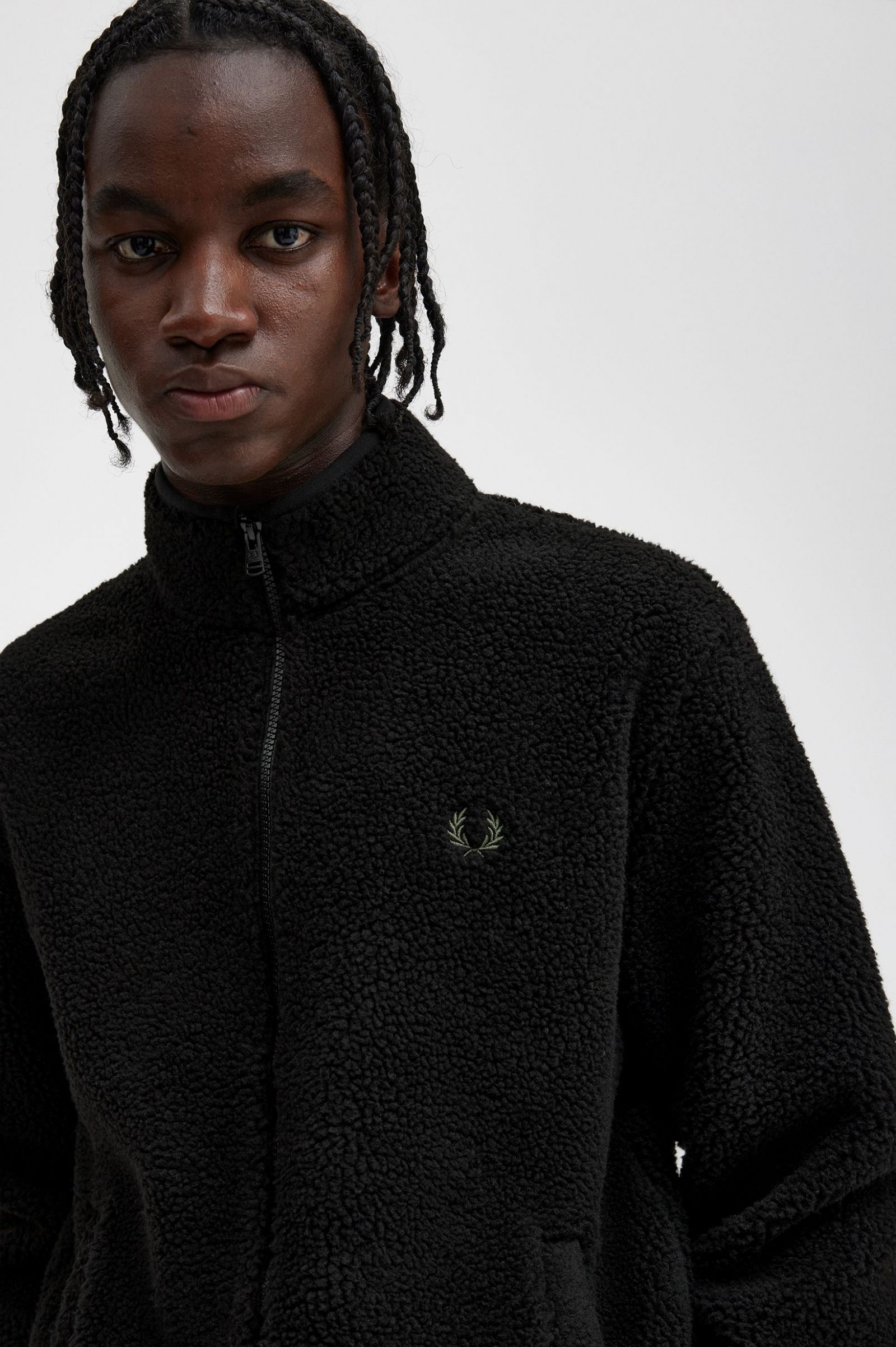 Zip Through Borg Fleece Black