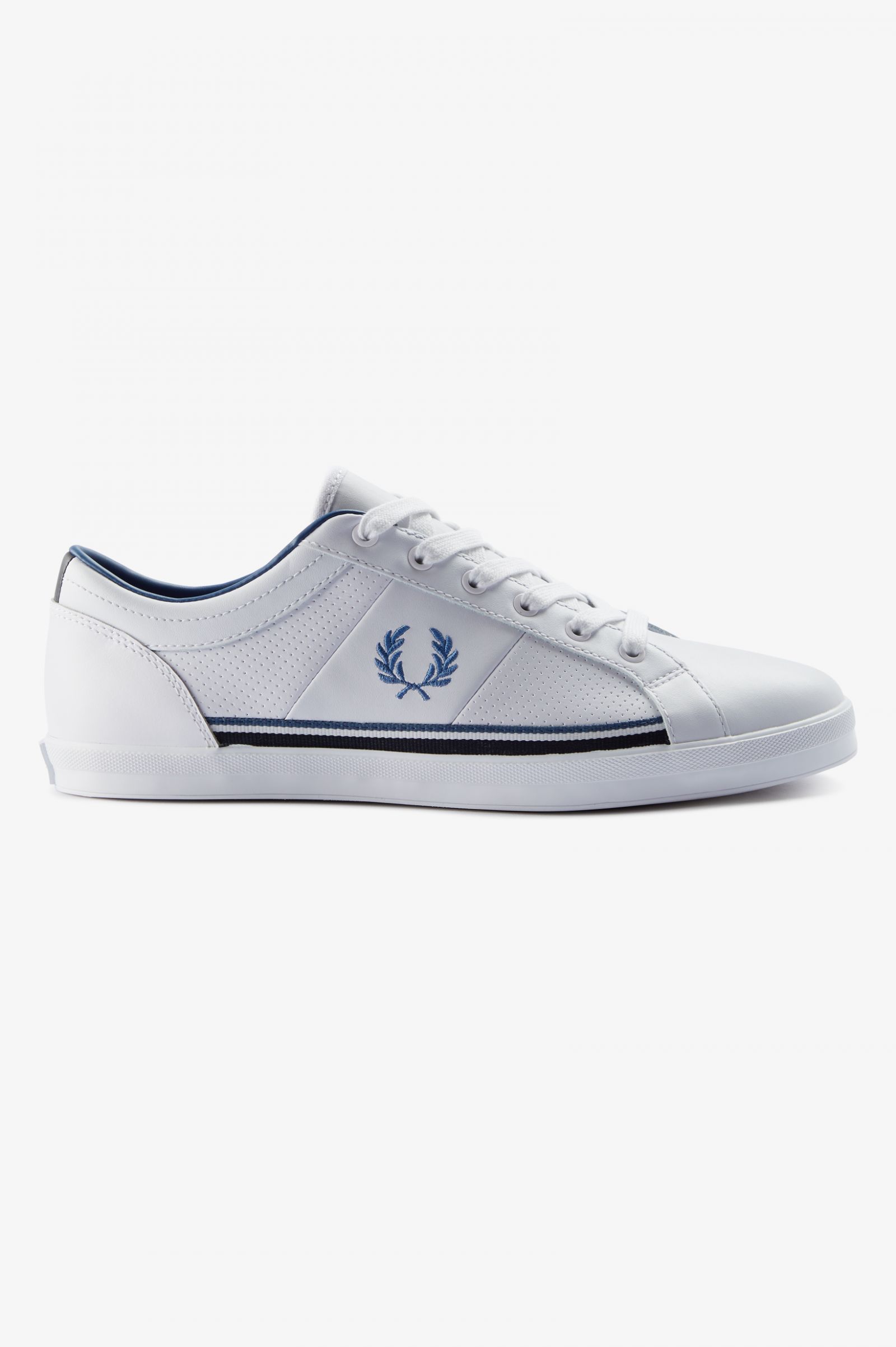 Perforated Baseline White / Midnght Blue