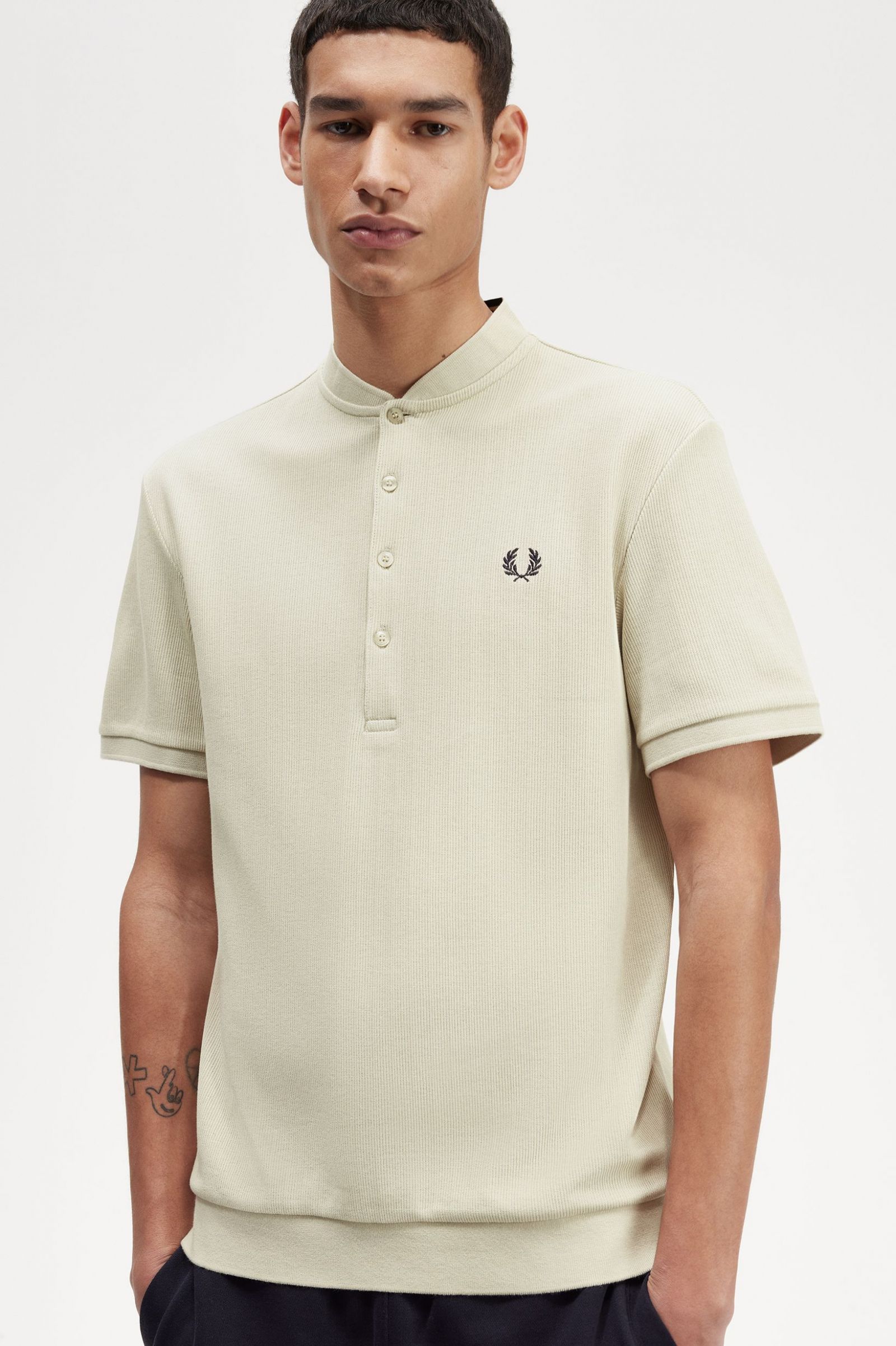 Henley Polo Shirt Light Oyster