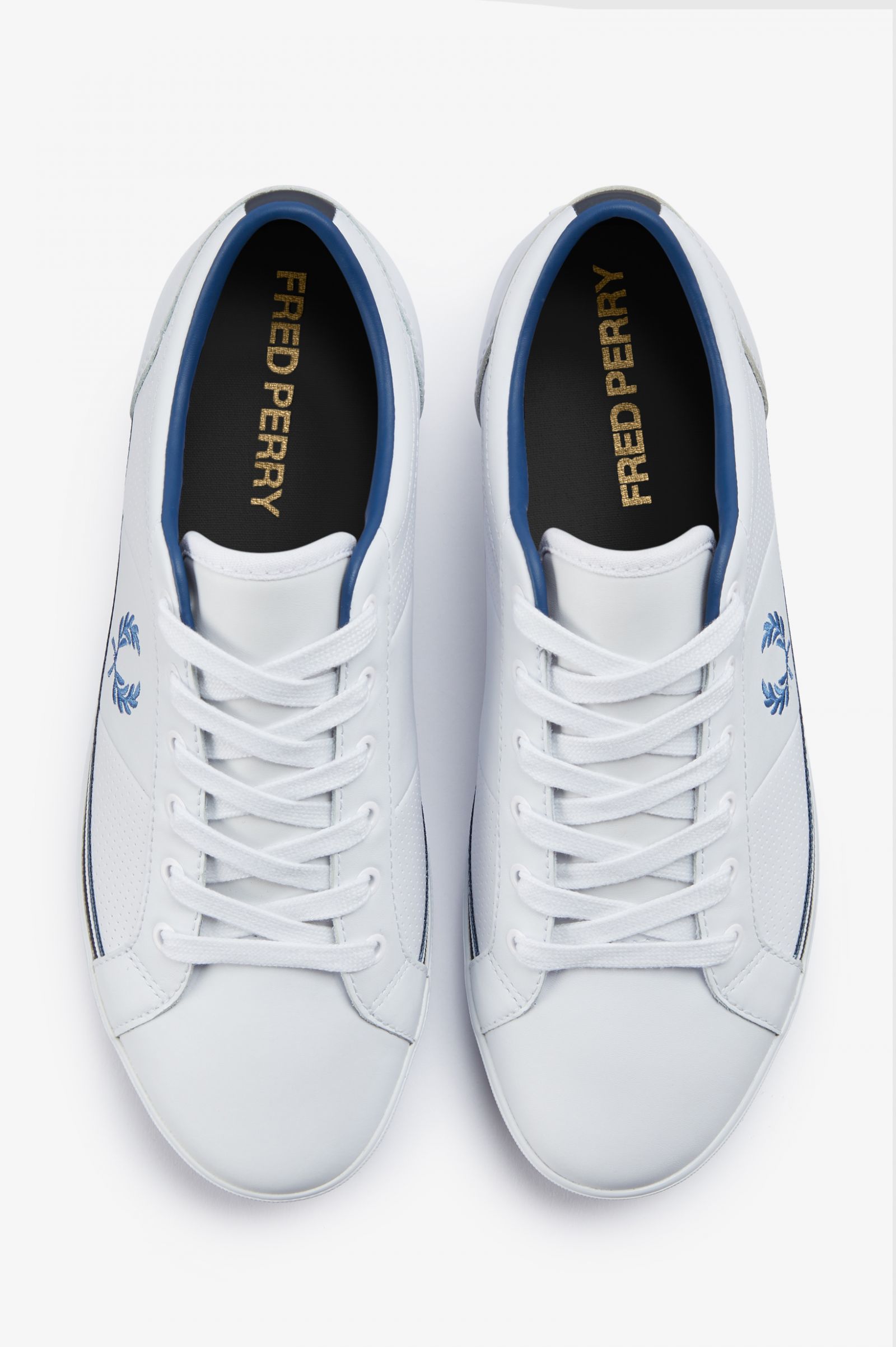 Perforated Baseline White / Midnght Blue