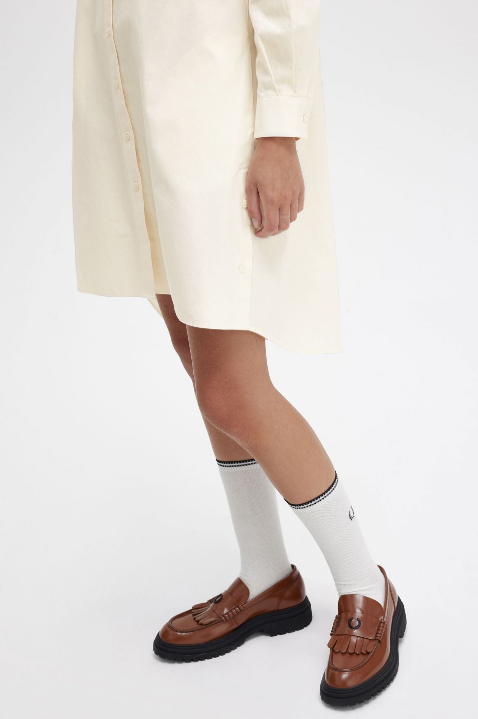 Split Detail Shirt Dress Ecru