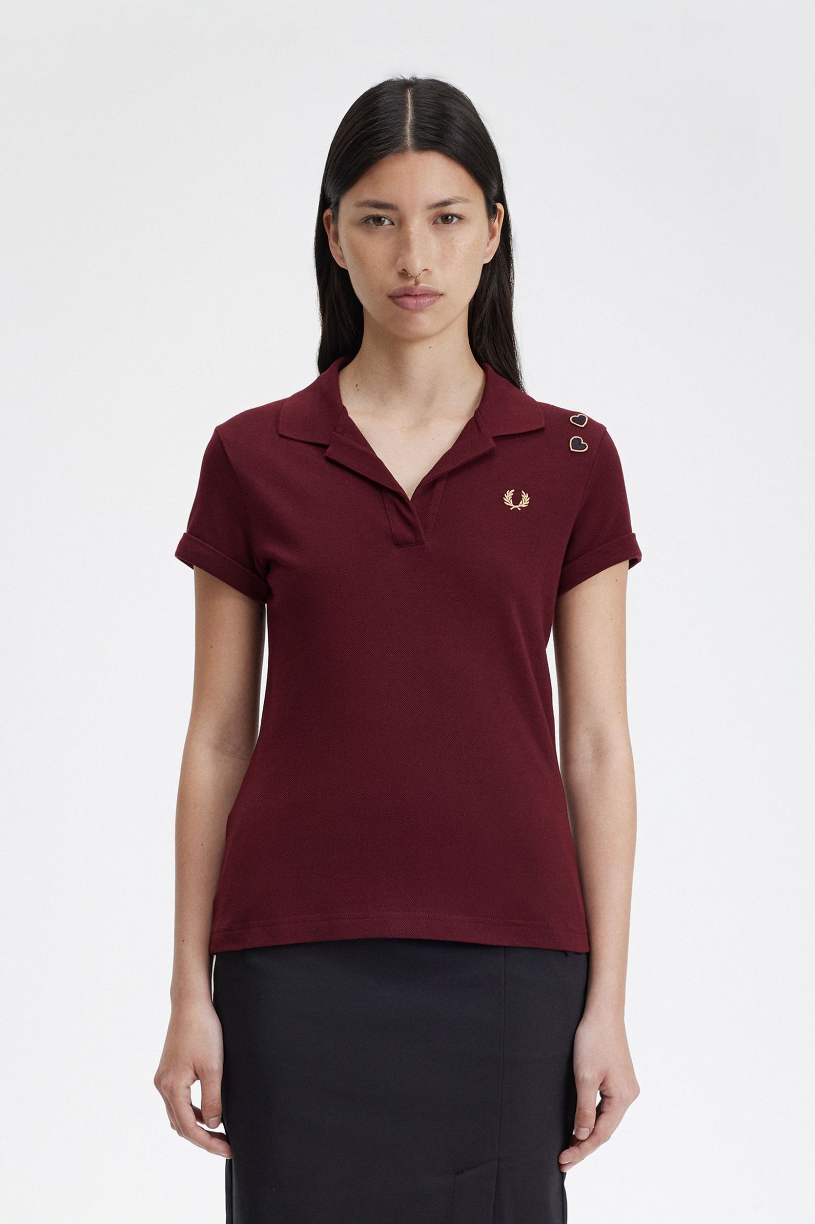 Amy Winehouse FoundationOpen-Collar Pique Shirt Oxblood