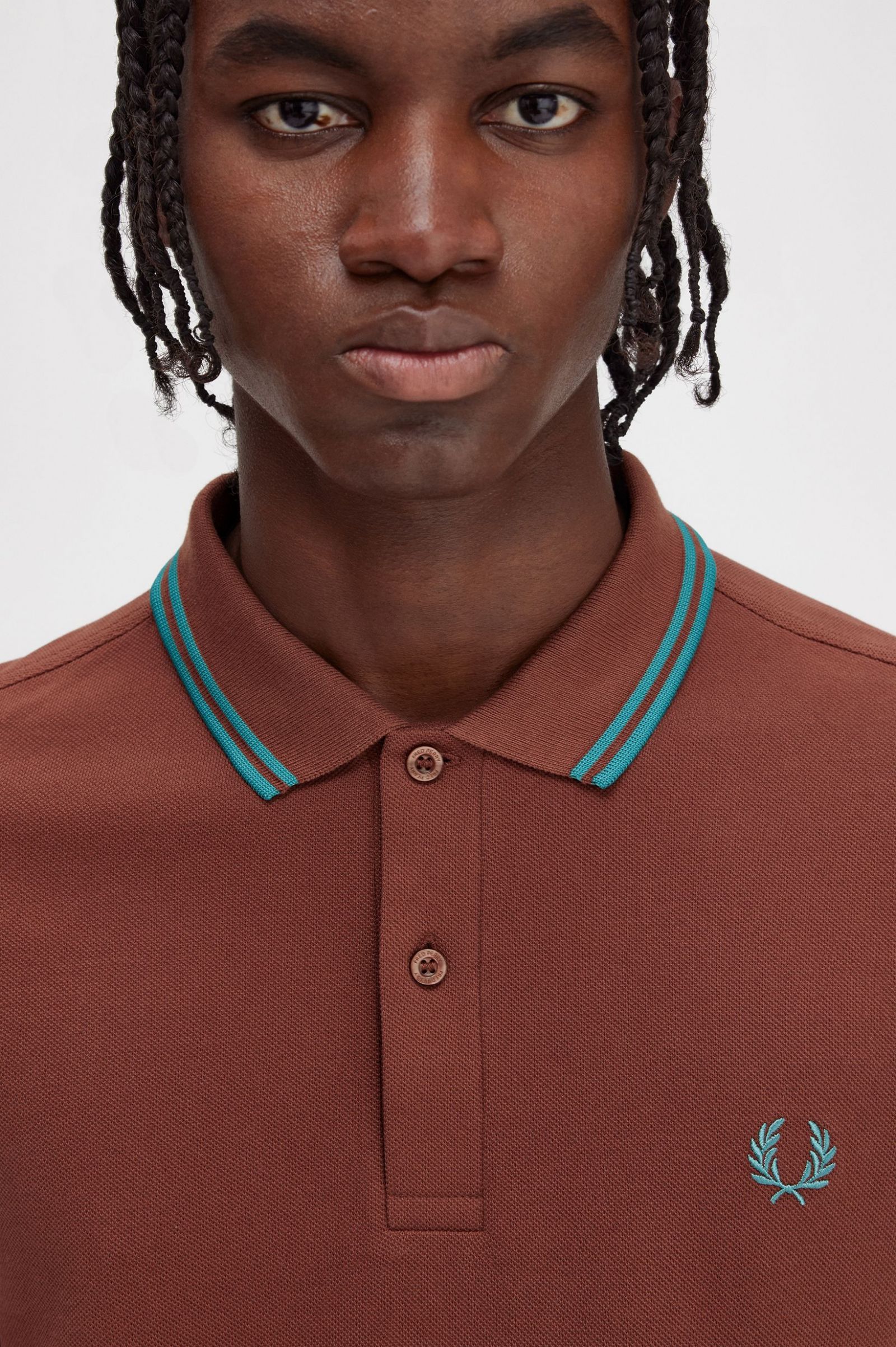 The Fred Perry ShirtM3600 Whisky Brown / Deep Mint / Deep Mint