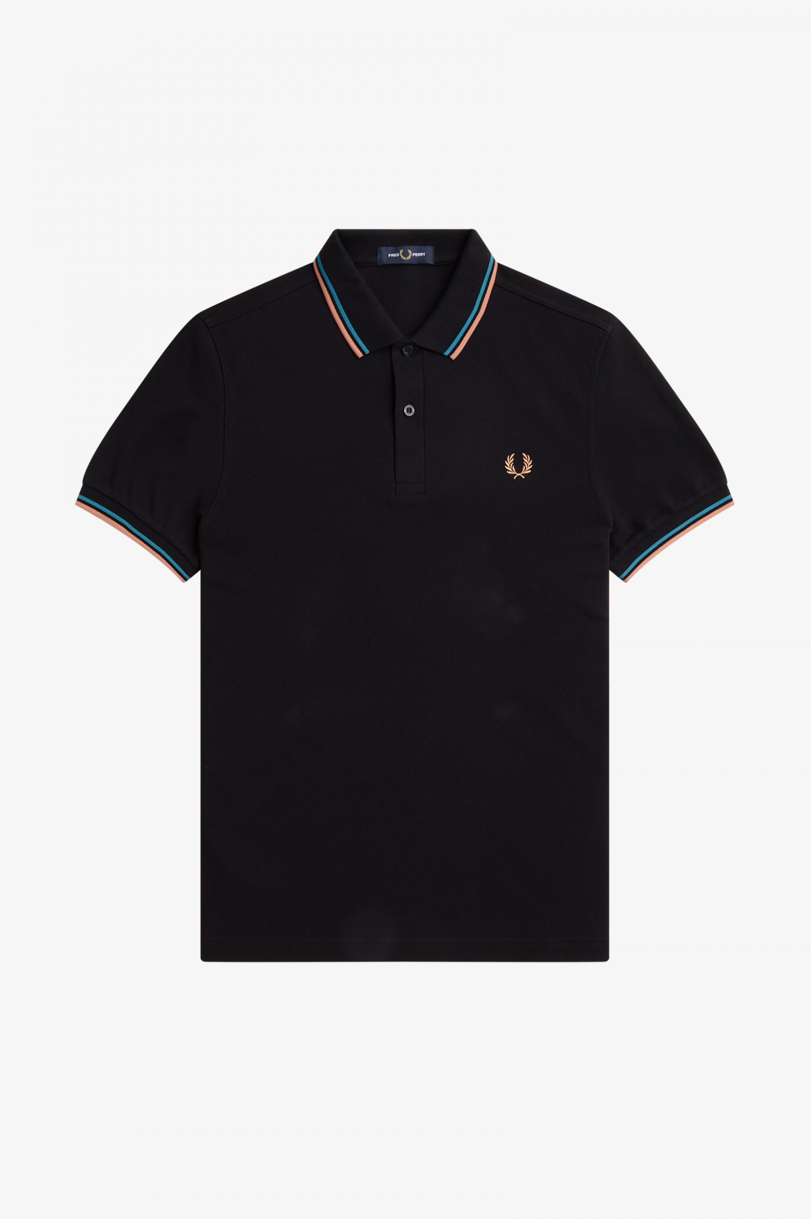 The Fred Perry ShirtM3600 Black / Cyber Blue / Light Rust