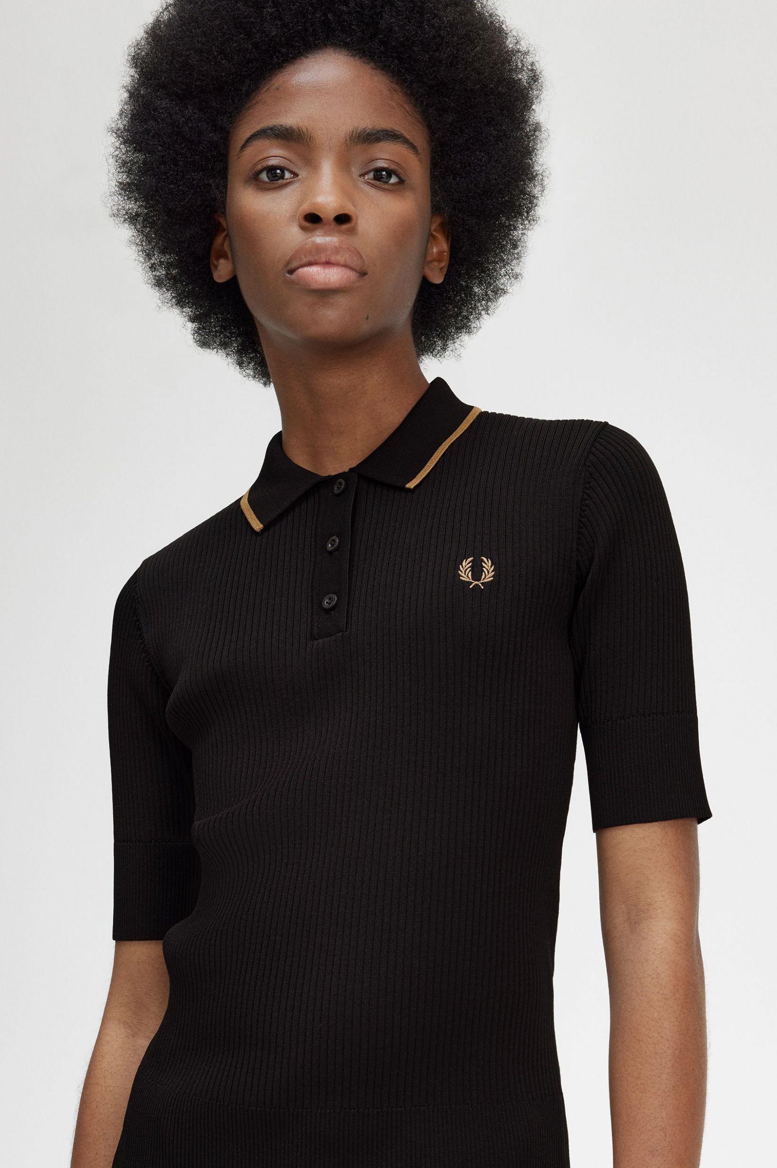 Ribbed Knitted Shirt Black