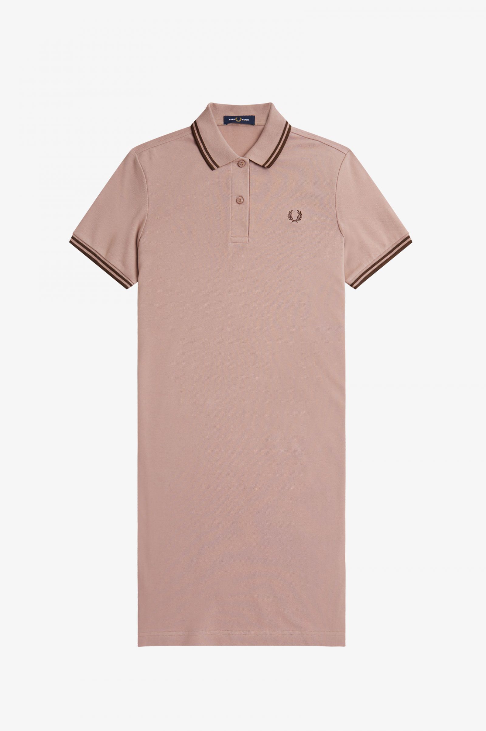 Twin Tipped Fred Perry Shirt Dress Dark Pink / Whisky Brown / Whisky Brown