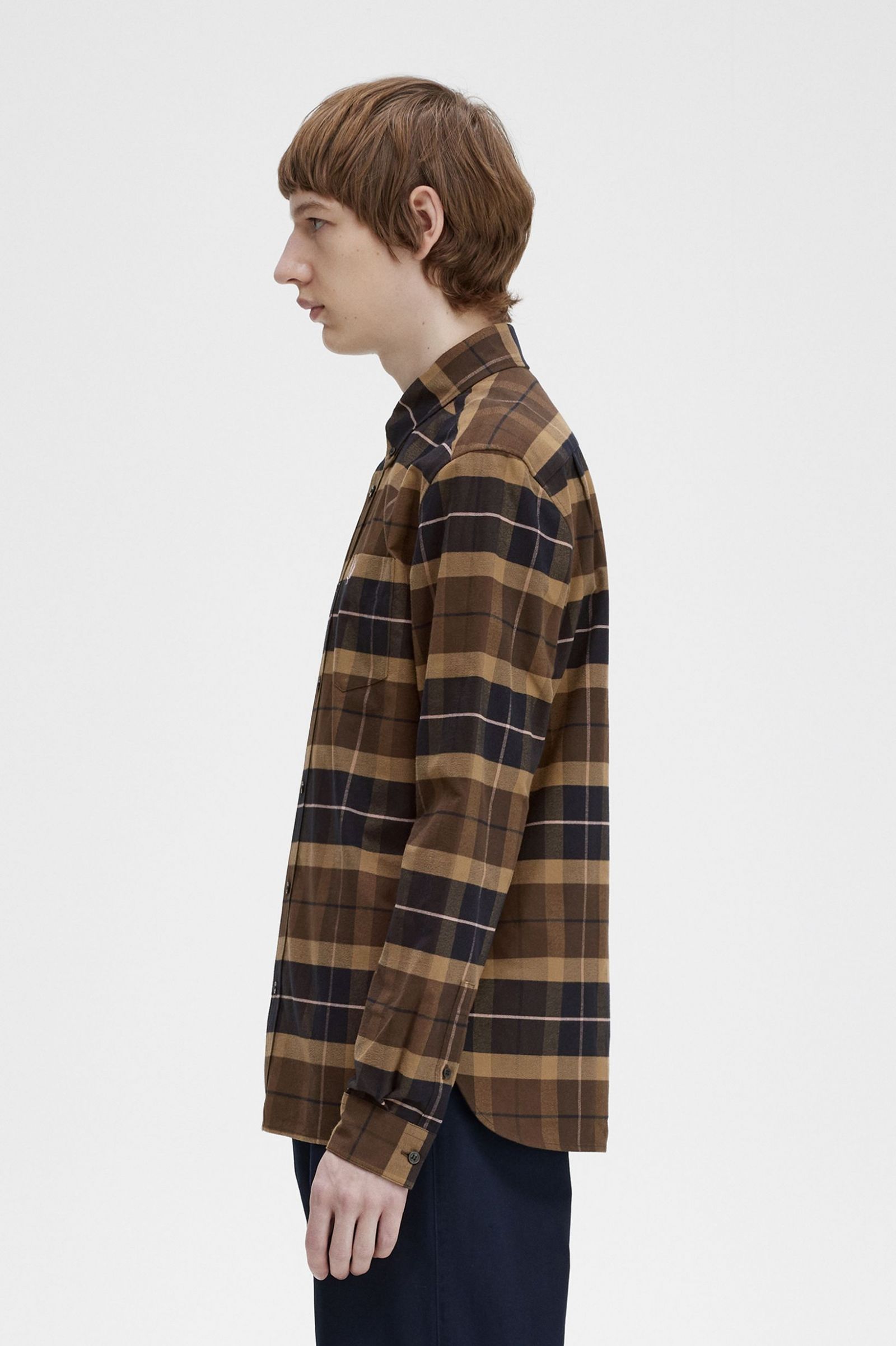 Brushed Tartan Shirt Burnt Tobacco