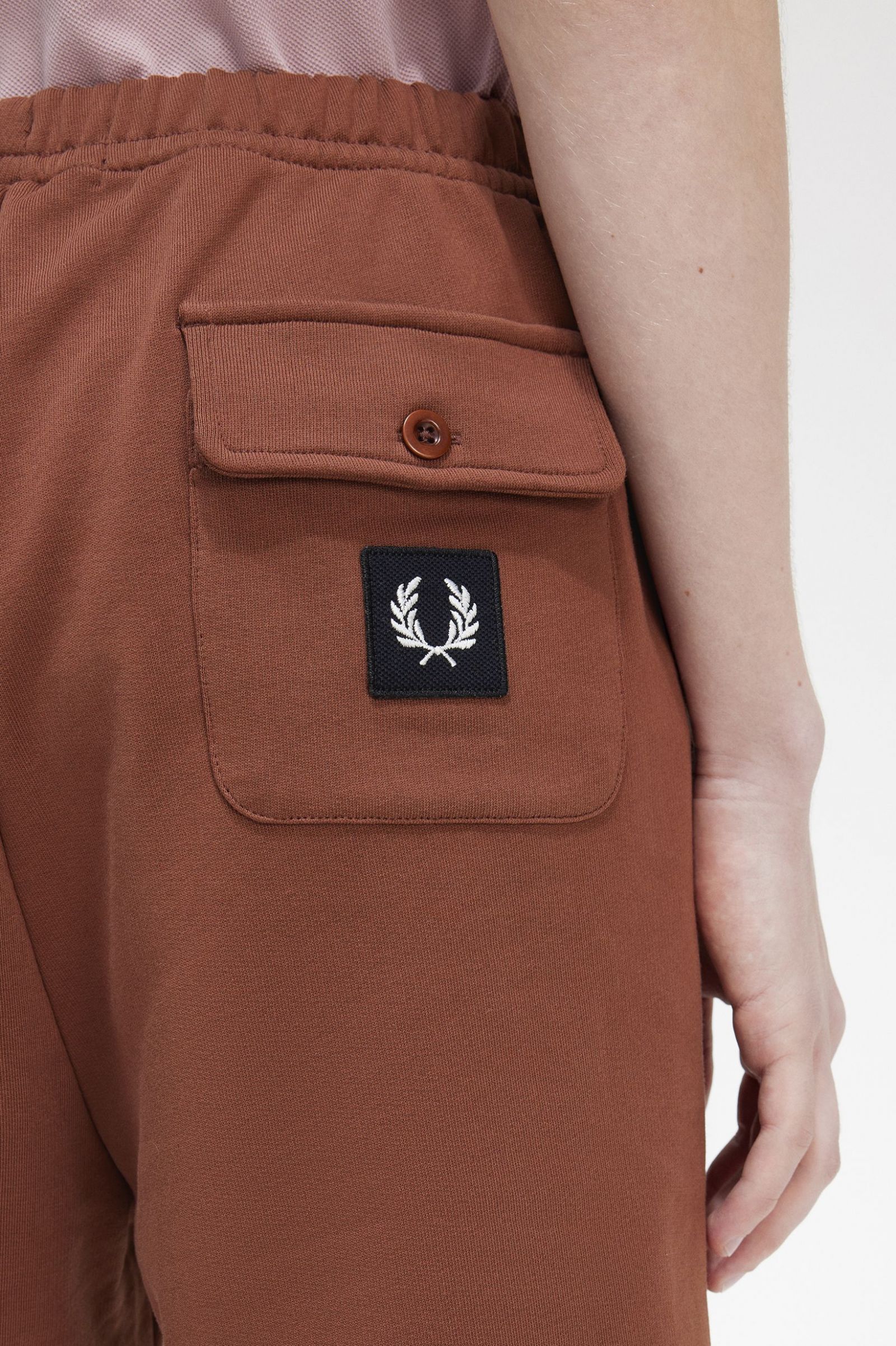 Badge Detail Track Shorts Whisky Brown