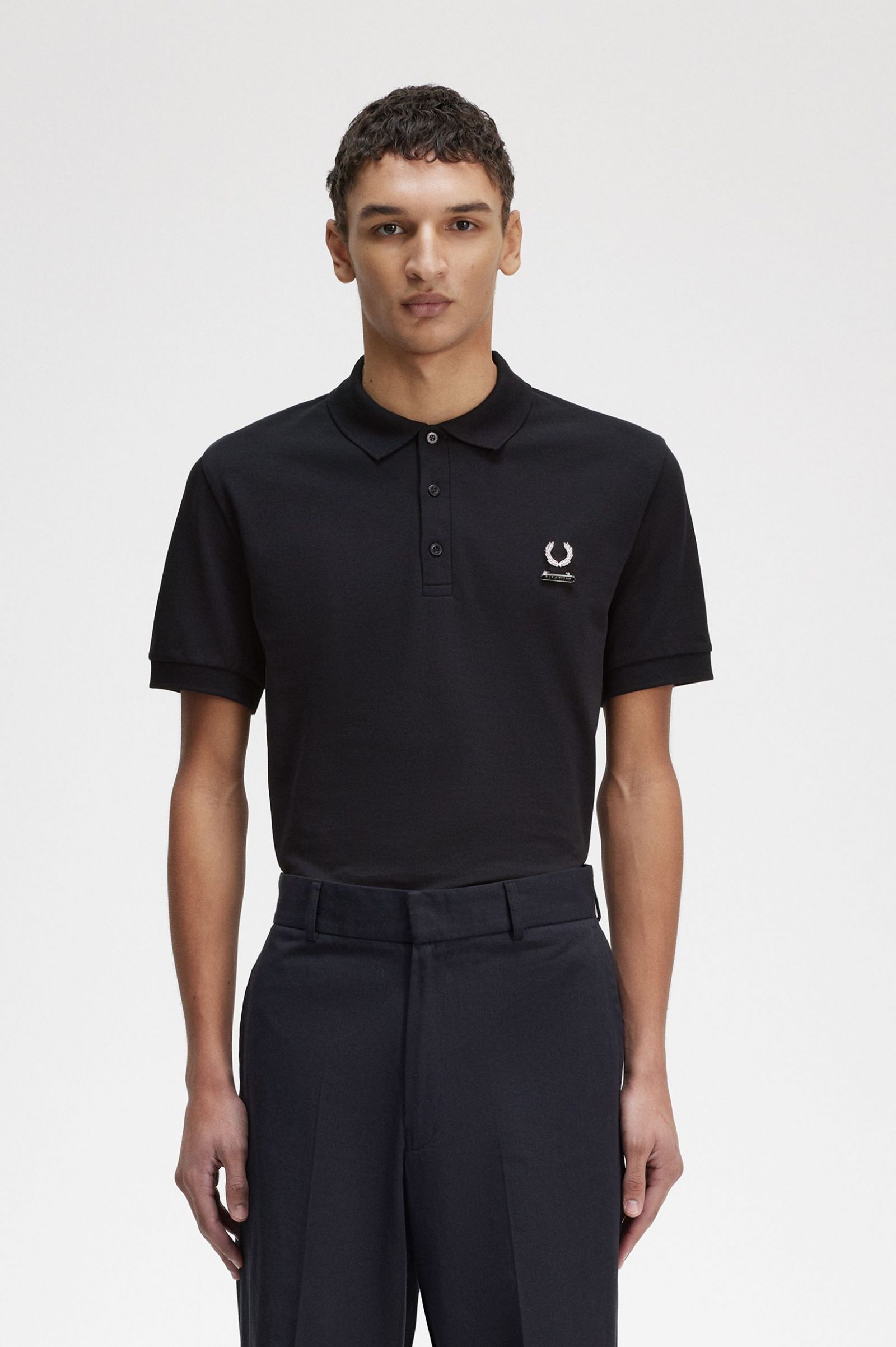 Raf SimonsEnamel Pin Polo Shirt Black