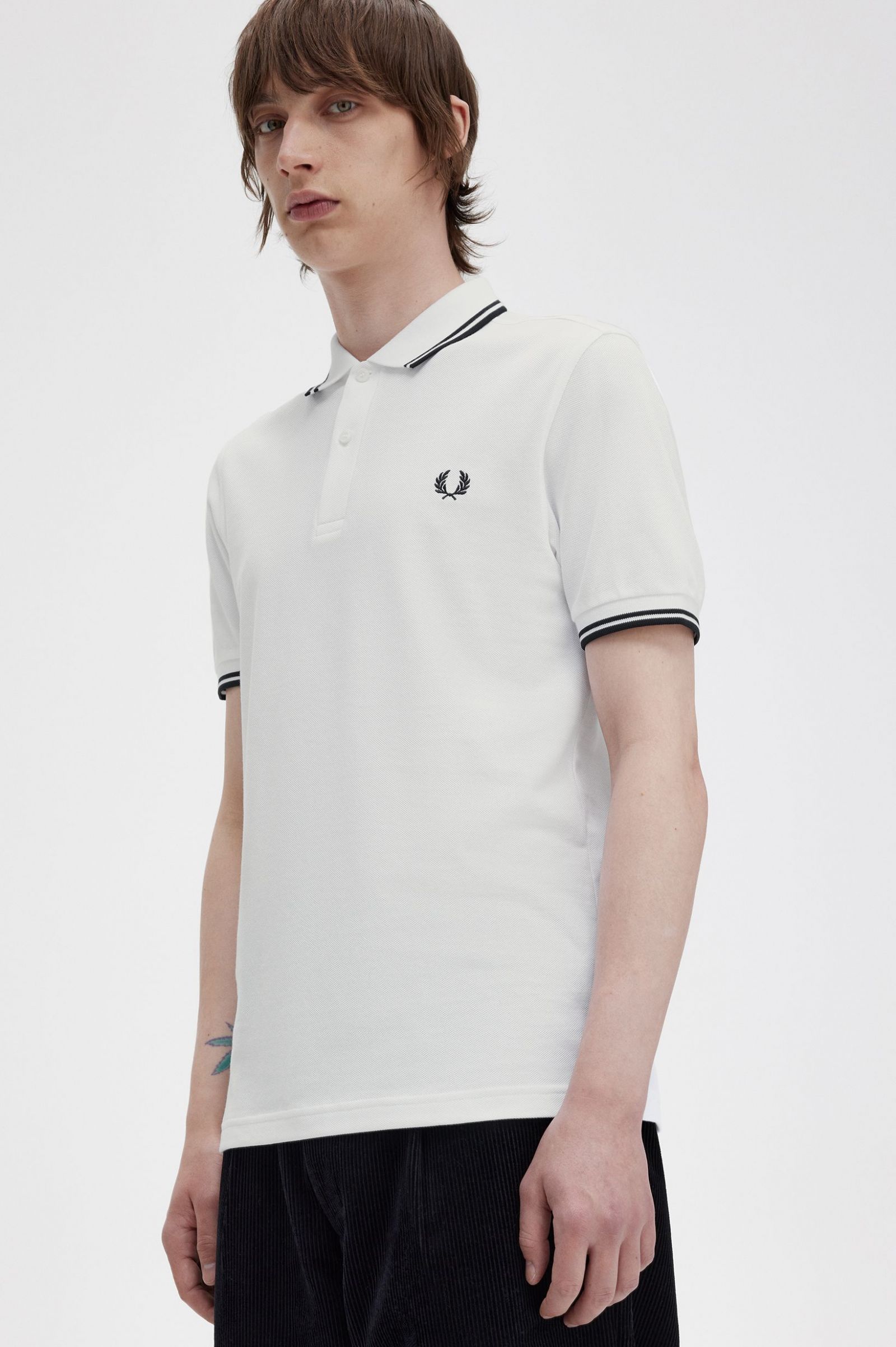 The Fred Perry ShirtM3600 White / Black / Black
