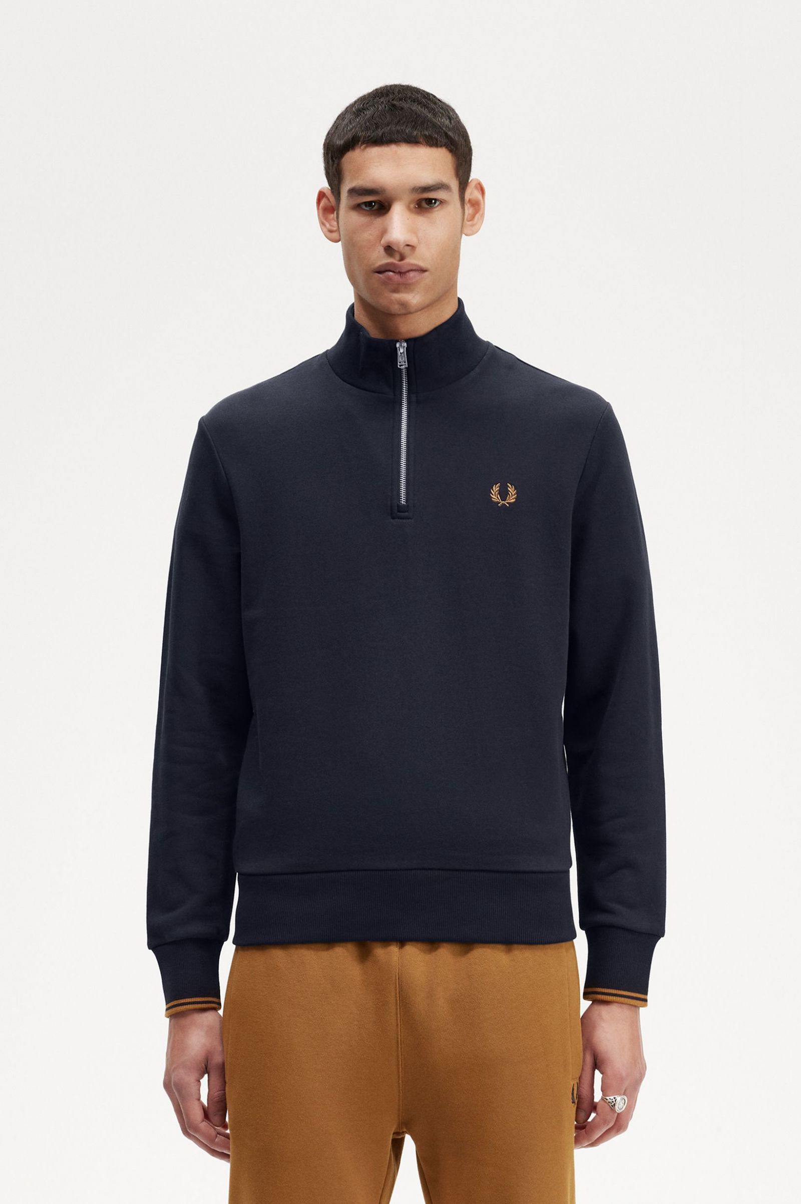 Half Zip Sweatshirt Navy / Dark Caramel