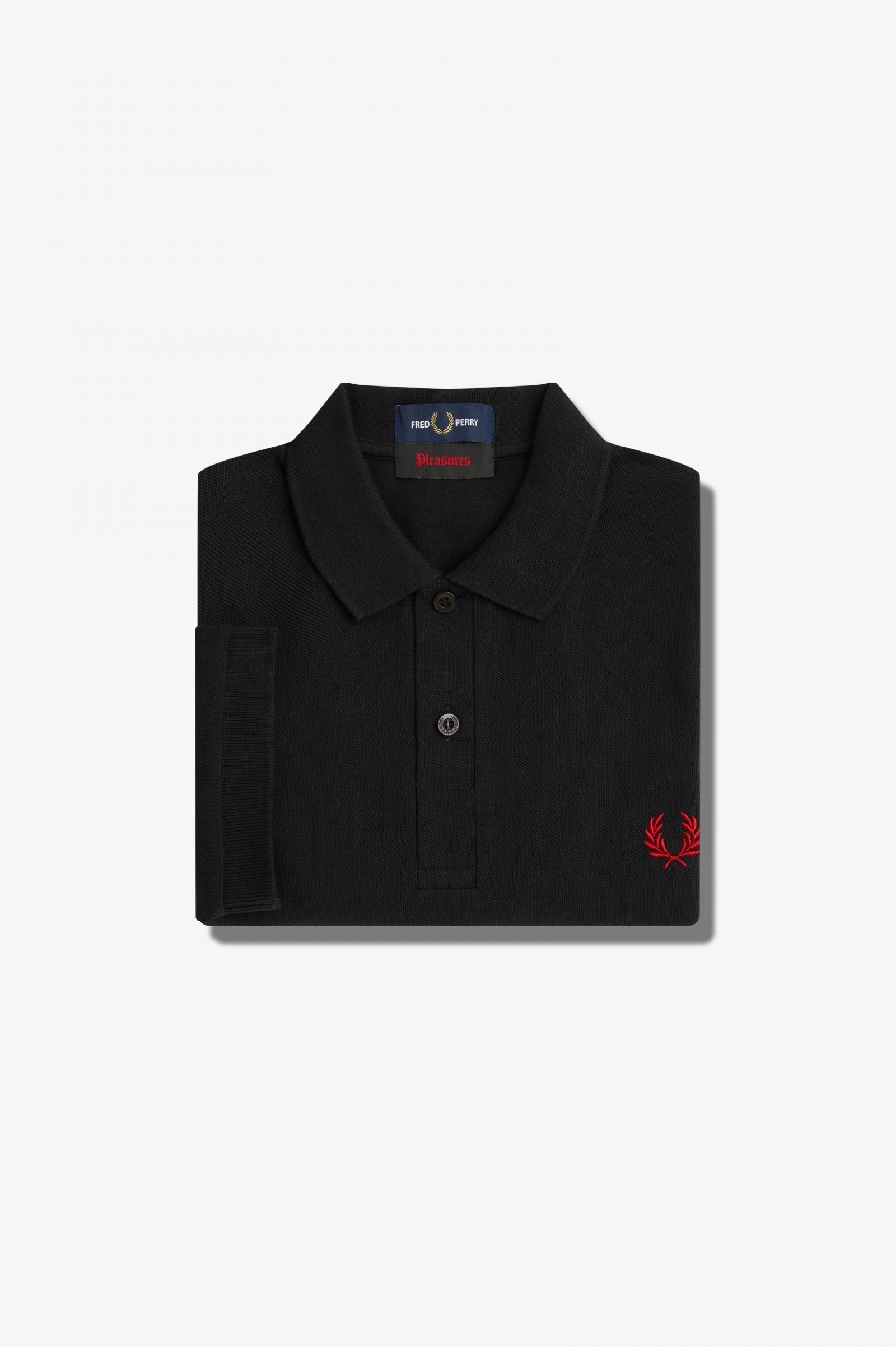 PleasuresLogo Fred Perry Shirt Black