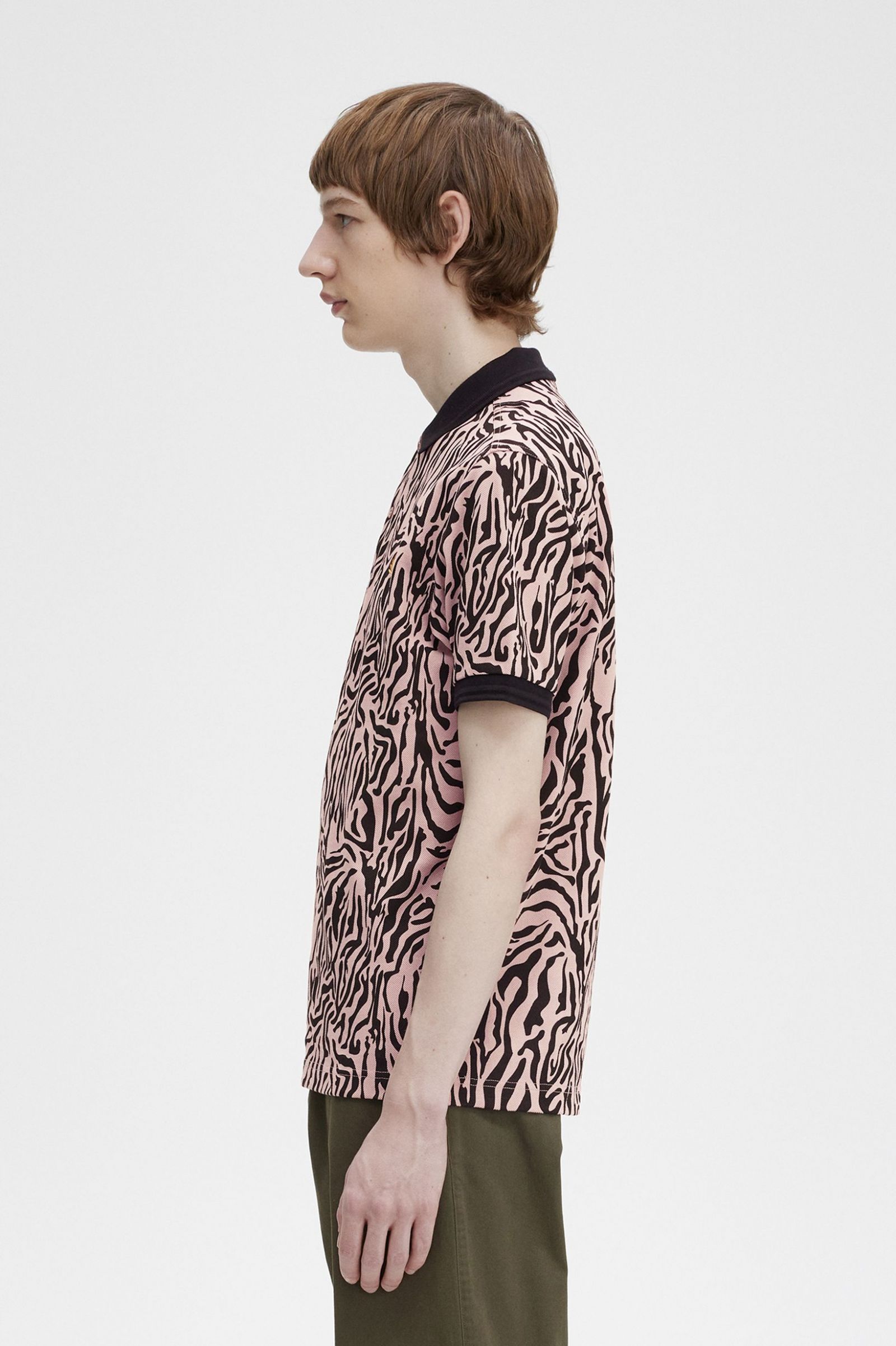 Zebra Print Fred Perry Shirt Dusty Rose Pink