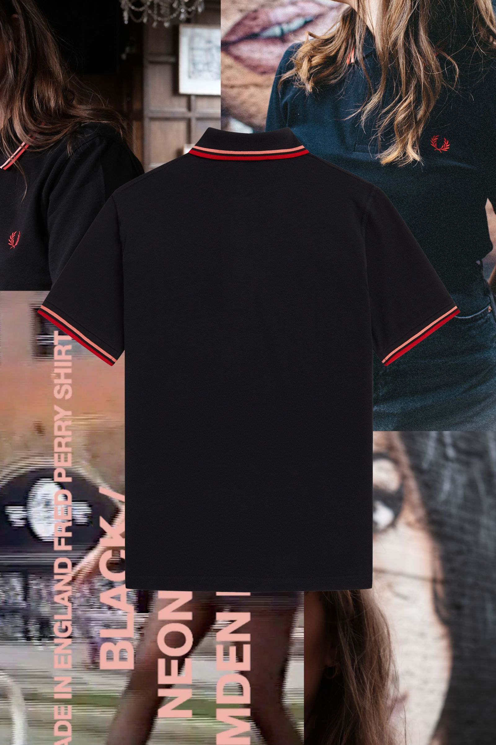The Fred Perry ShirtM12 Black / Coral Heat / Camden Brick