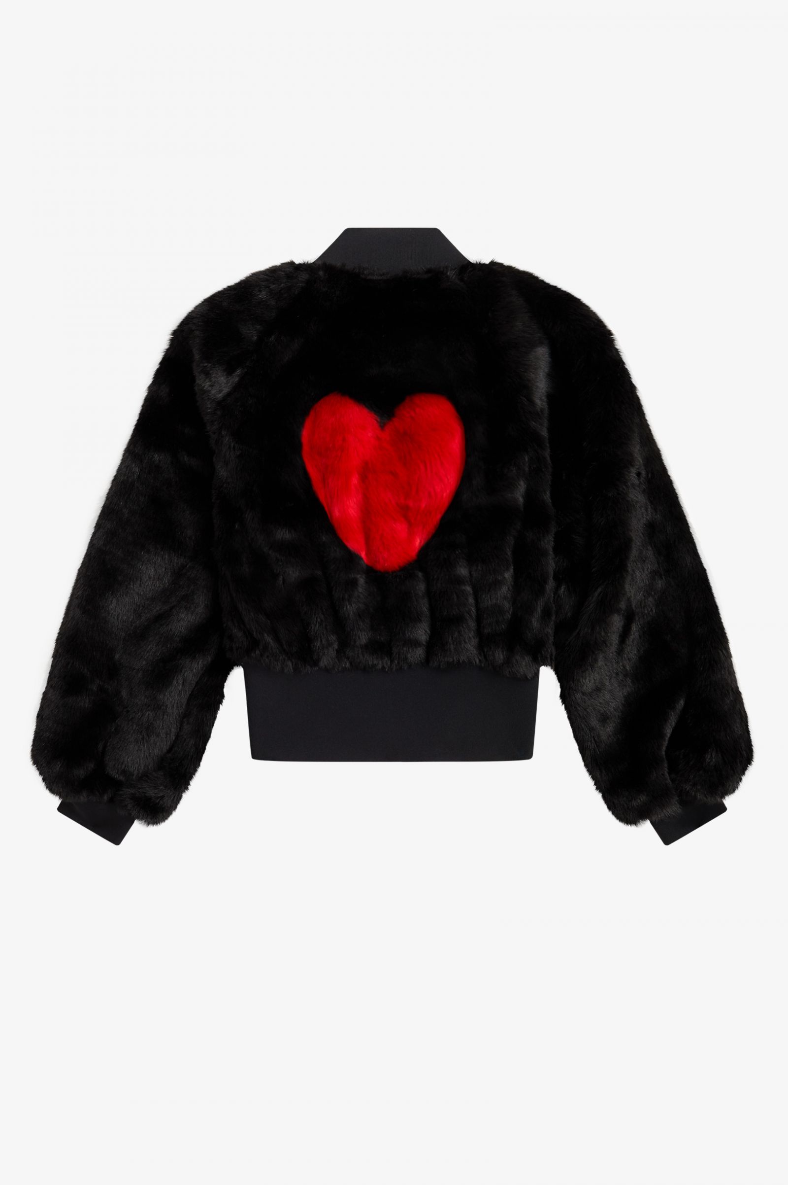 Amy Winehouse FoundationHeart Detail Faux Fur Jacket Coral Heat