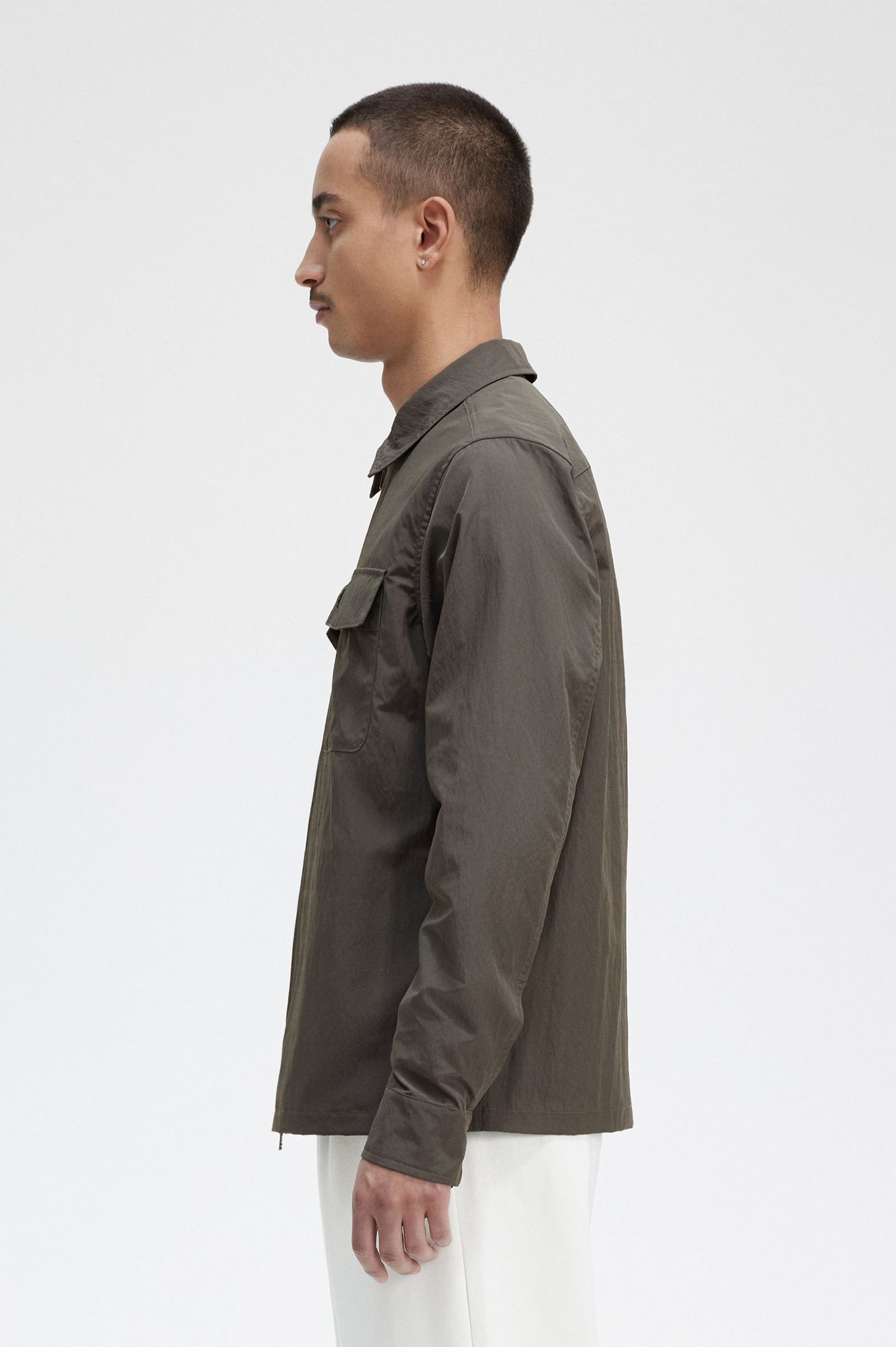 Lightweight Zip-Through Overshirt Field Green