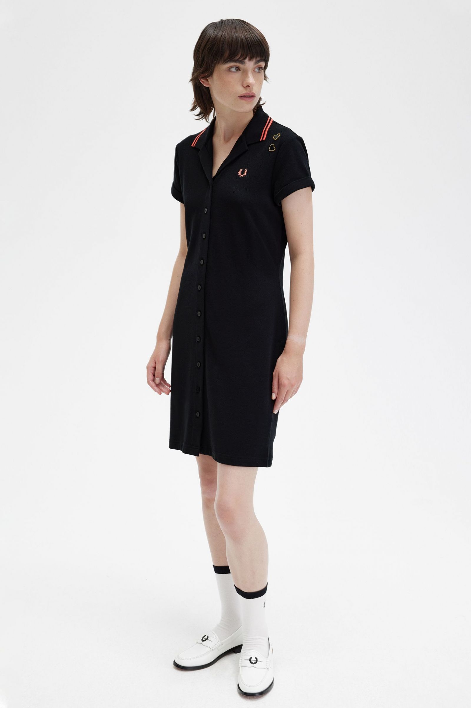 Amy Winehouse FoundationButton-Through Piqué Shirt Dress Black